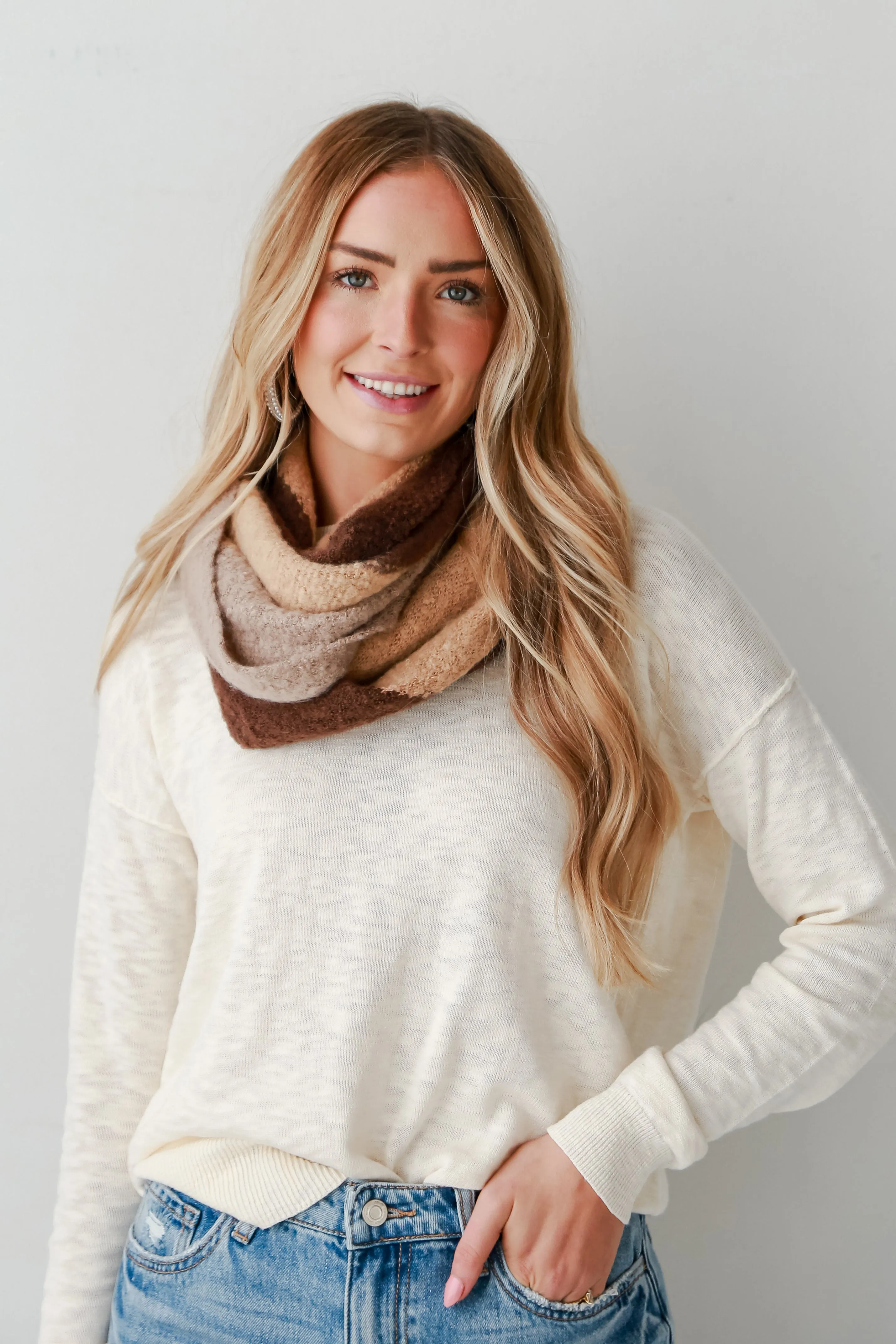 FINAL SALE - Cuddly Love Brown Infinity Scarf - DOORBUSTER