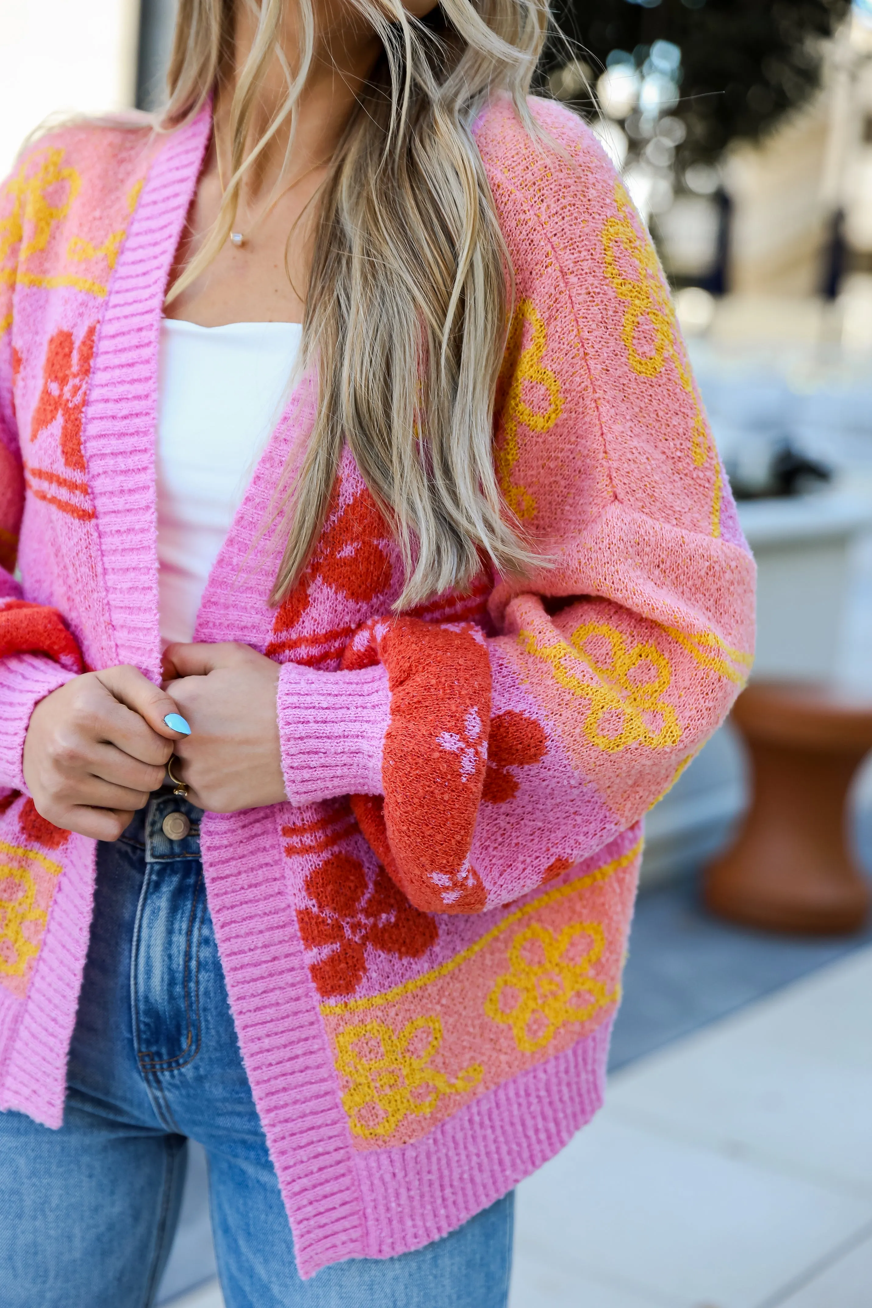 FINAL SALE - Darling Perception Floral Color Block Cardigan - DU DEAL