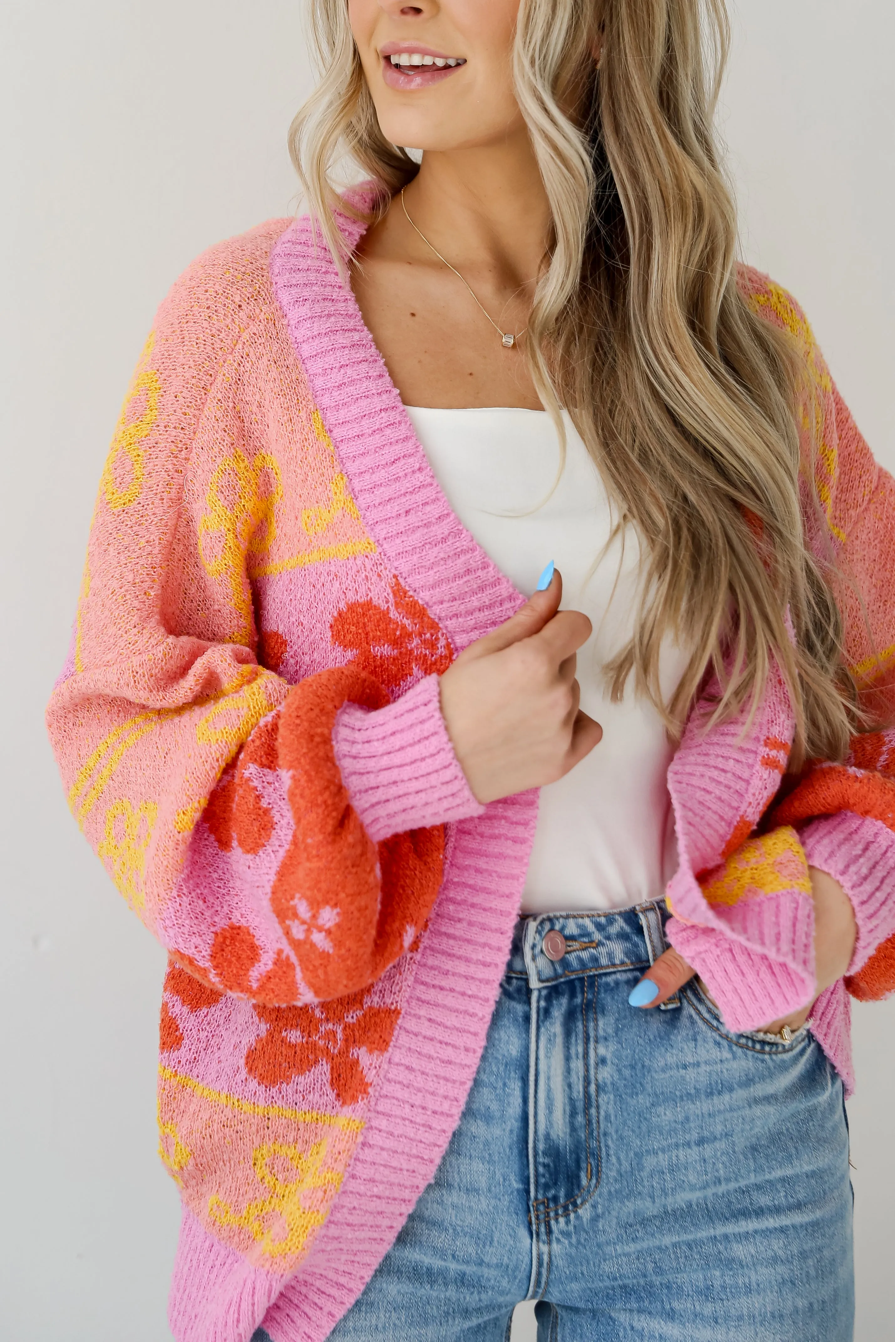 FINAL SALE - Darling Perception Floral Color Block Cardigan - DU DEAL