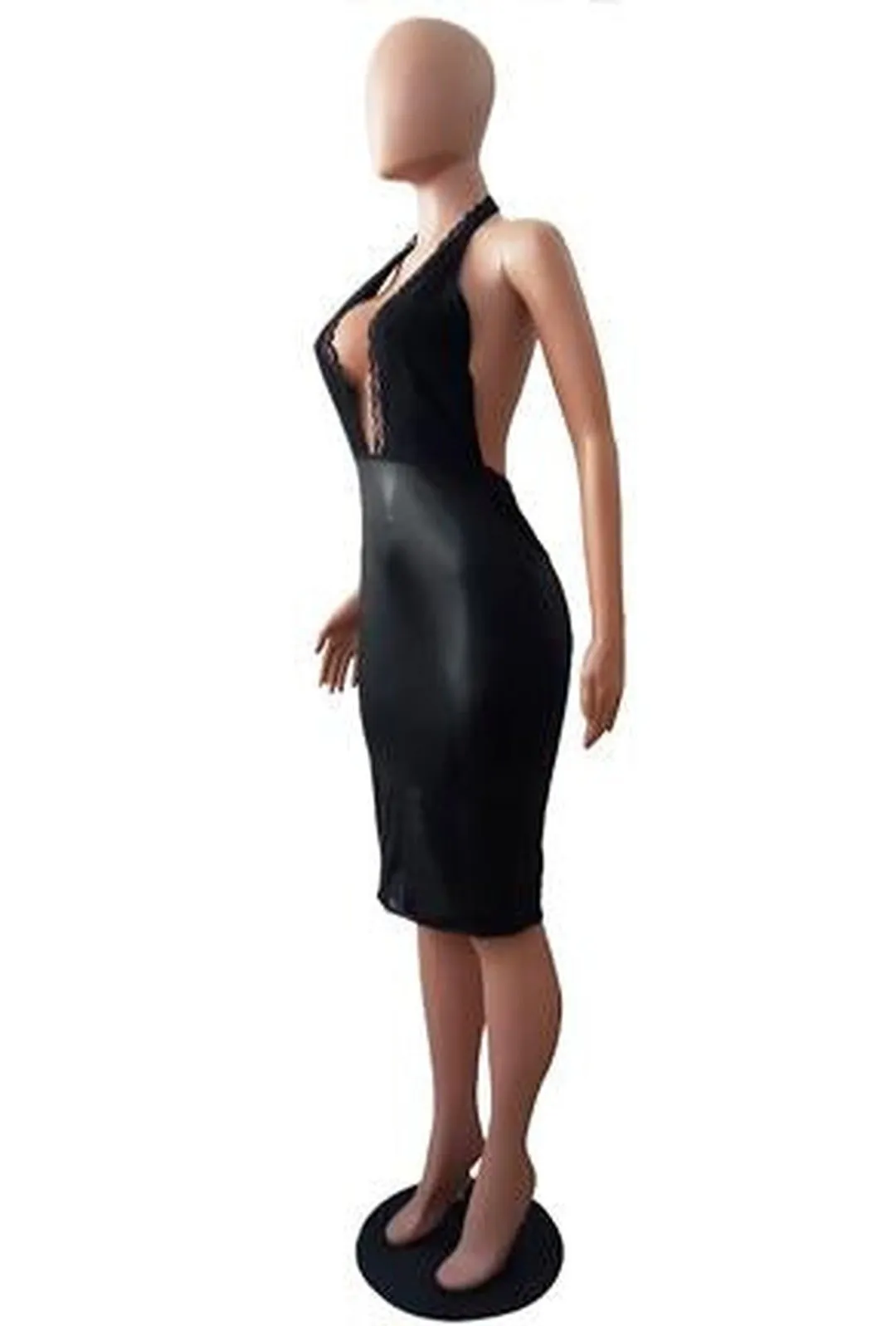 FIONE - LEATHER & LACE DRESS