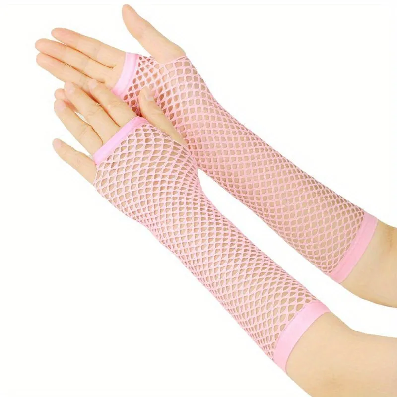 Fishnet Long Gloves for Punky Nightclub Style