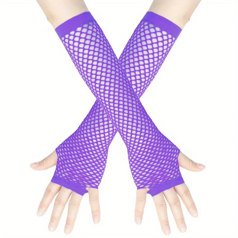 Fishnet Long Gloves for Punky Nightclub Style