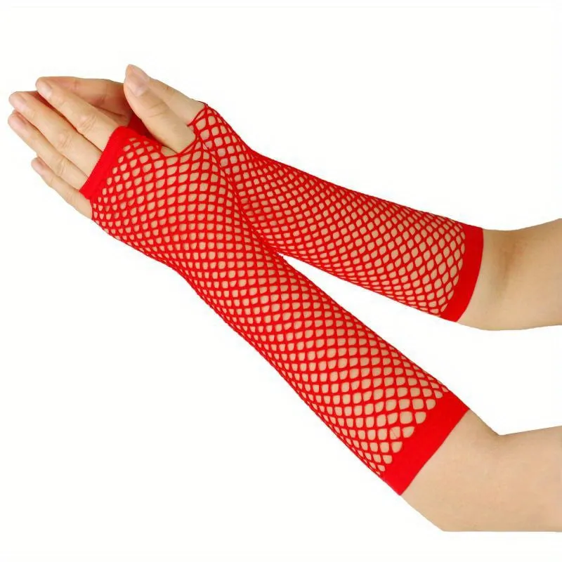 Fishnet Long Gloves for Punky Nightclub Style