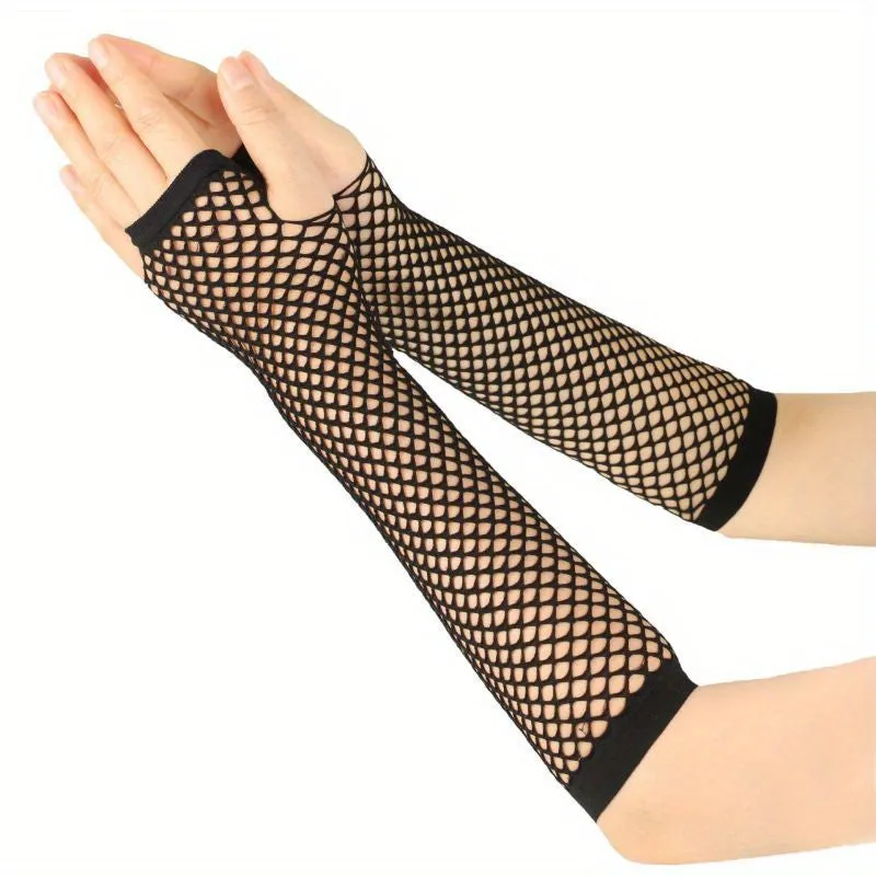 Fishnet Long Gloves for Punky Nightclub Style