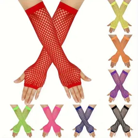 Fishnet Long Gloves for Punky Nightclub Style