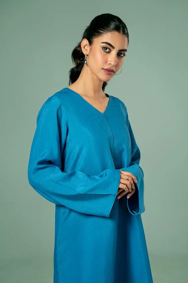 FOZIA KHALID  - Cyan Blue Co-ord Set - PK Silk - 2 Piece