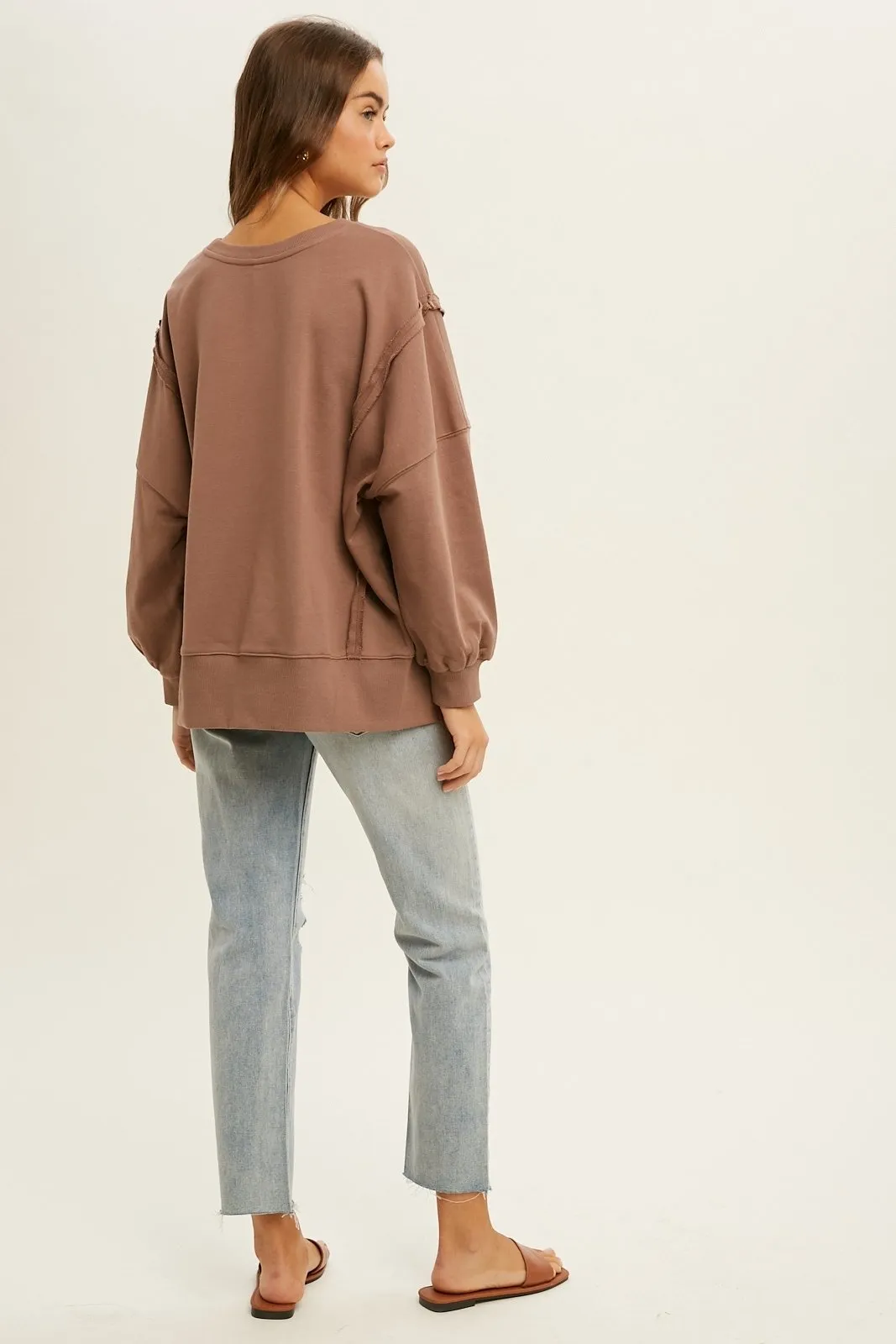 French terry sweatshirt with raw edge detail