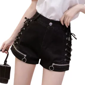 Funki Buys | Shorts | Women's Gothic Punk Lace Up Shorts