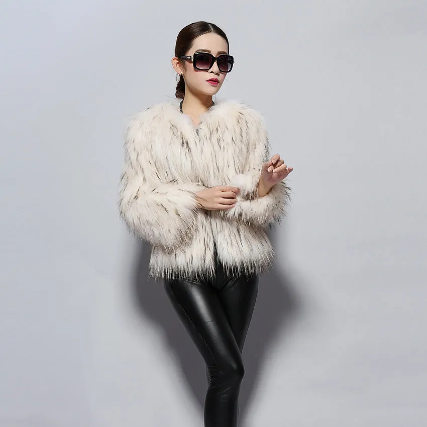 Fur Coat Cheap Knitted Raccoondog Fur Coat Jacket Overcoat Vest Waistcoat Fur Coat Jacket Women FS010402