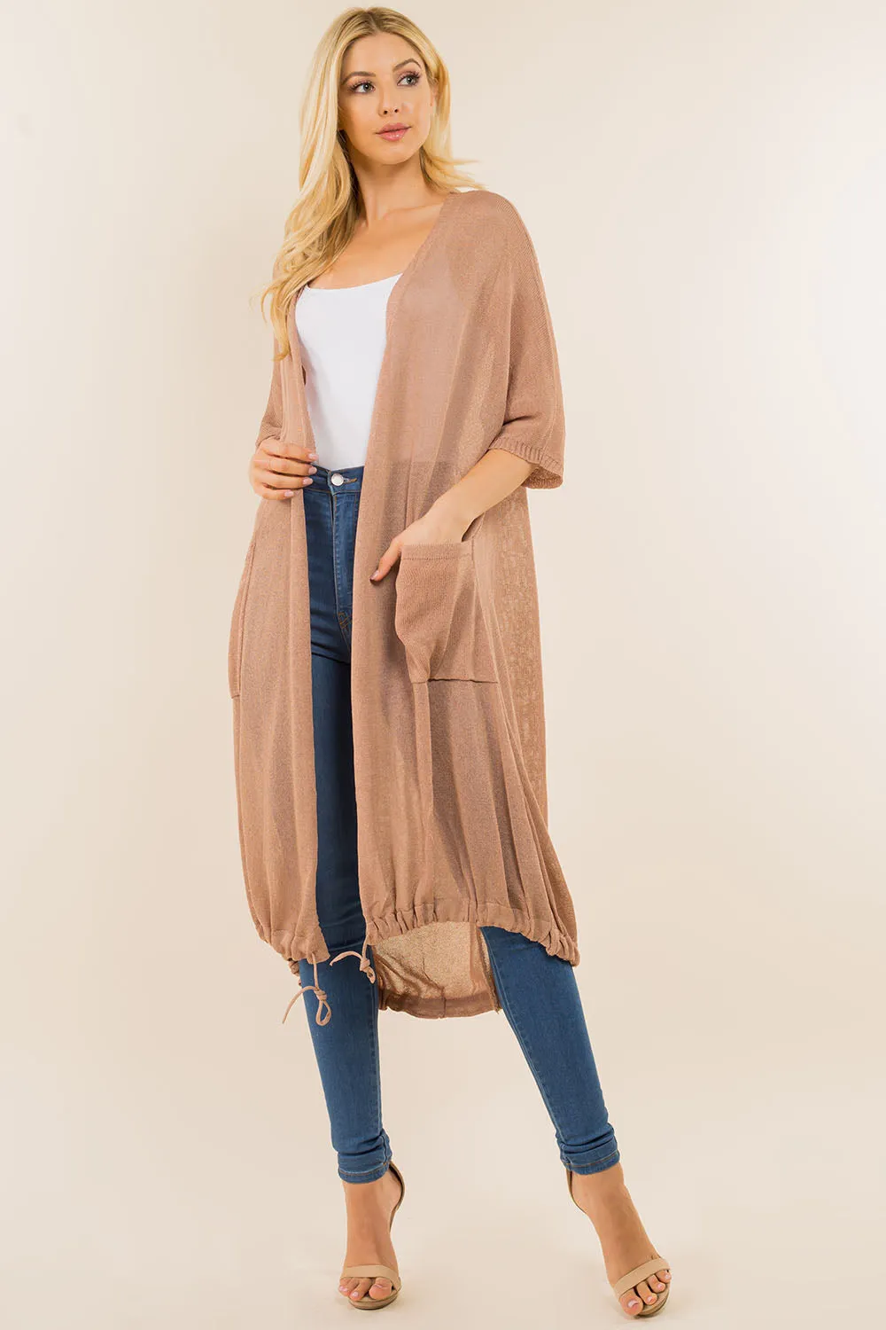 GA-8051 solid color long cardigan