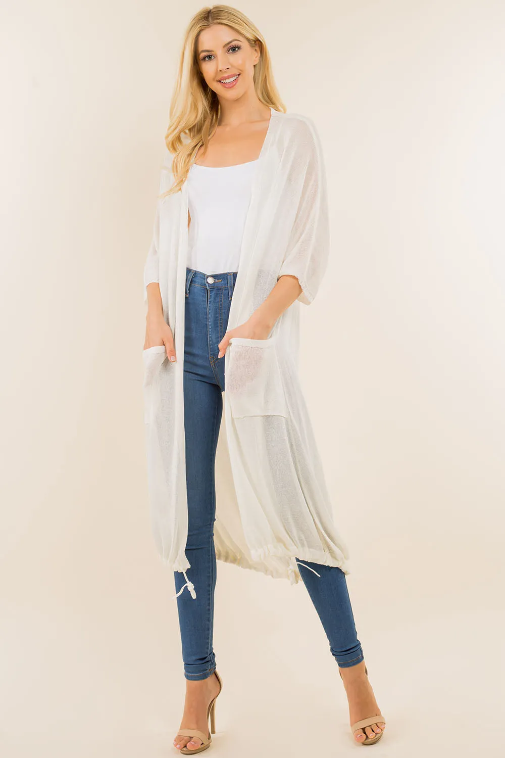 GA-8051 solid color long cardigan