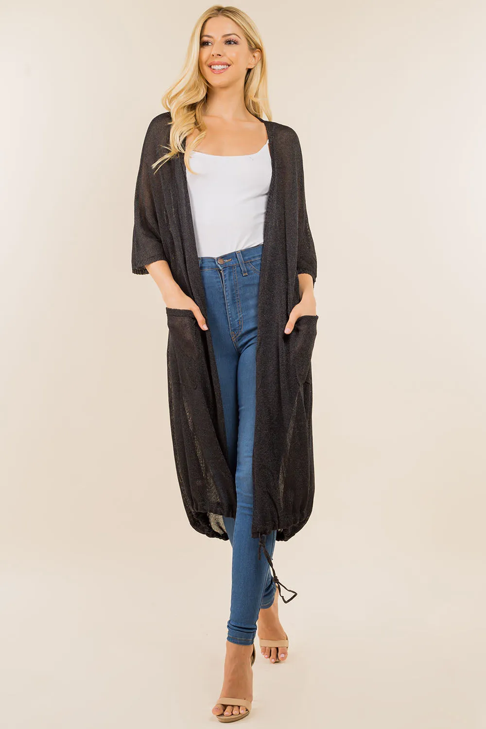 GA-8051 solid color long cardigan