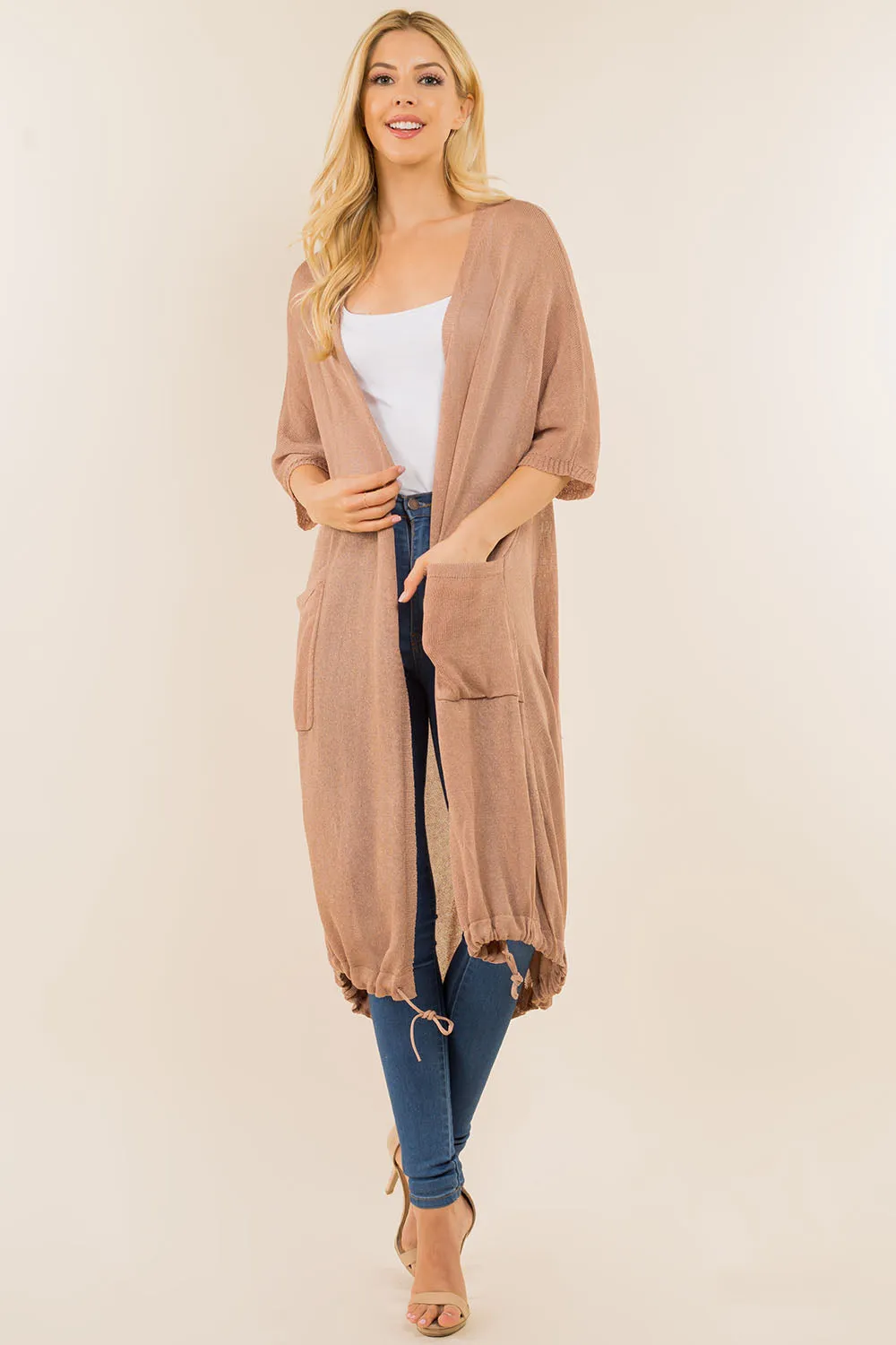 GA-8051 solid color long cardigan