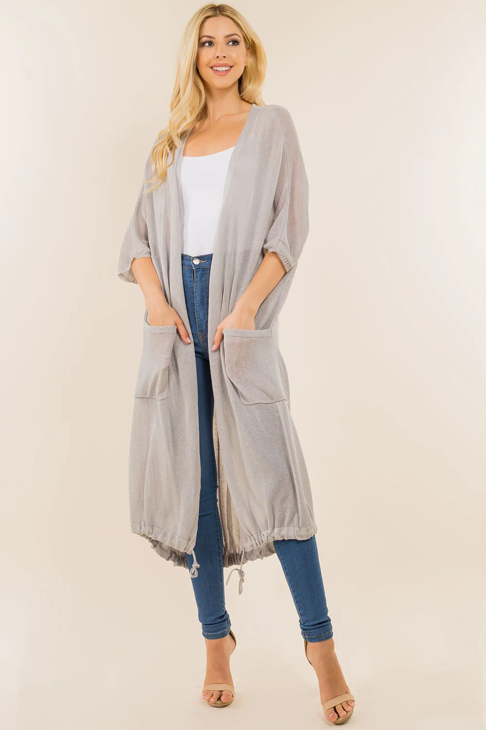 GA-8051 solid color long cardigan