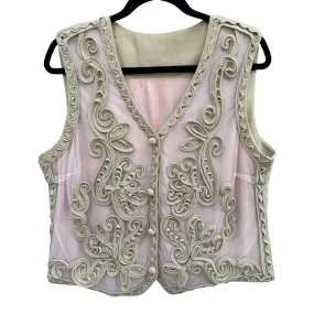 George Simonton Vintage Womens Embroidered Sheer Mesh Button Snap Closure Vest 14