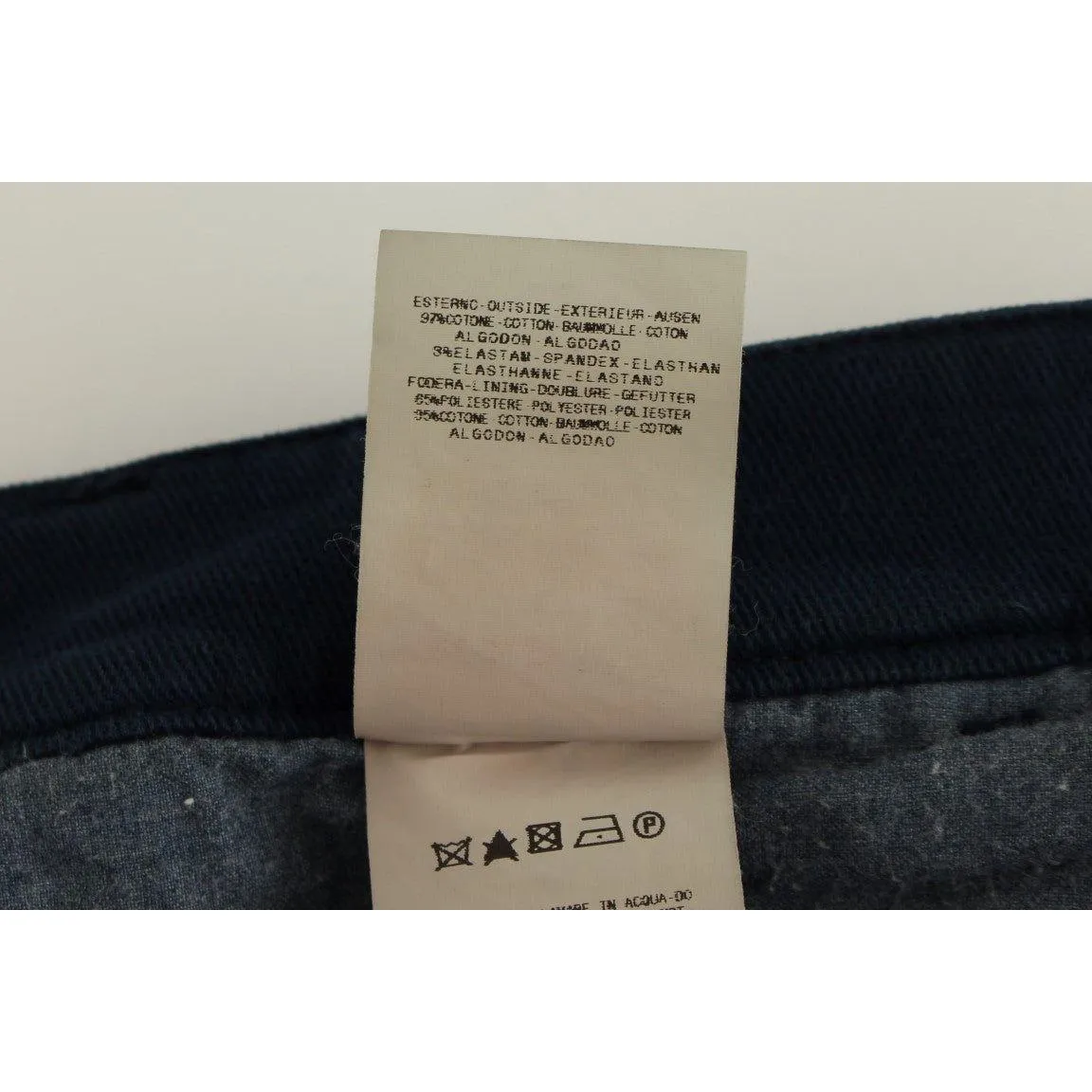 GF Ferre Elegant Blue Cotton Stretch Chinos