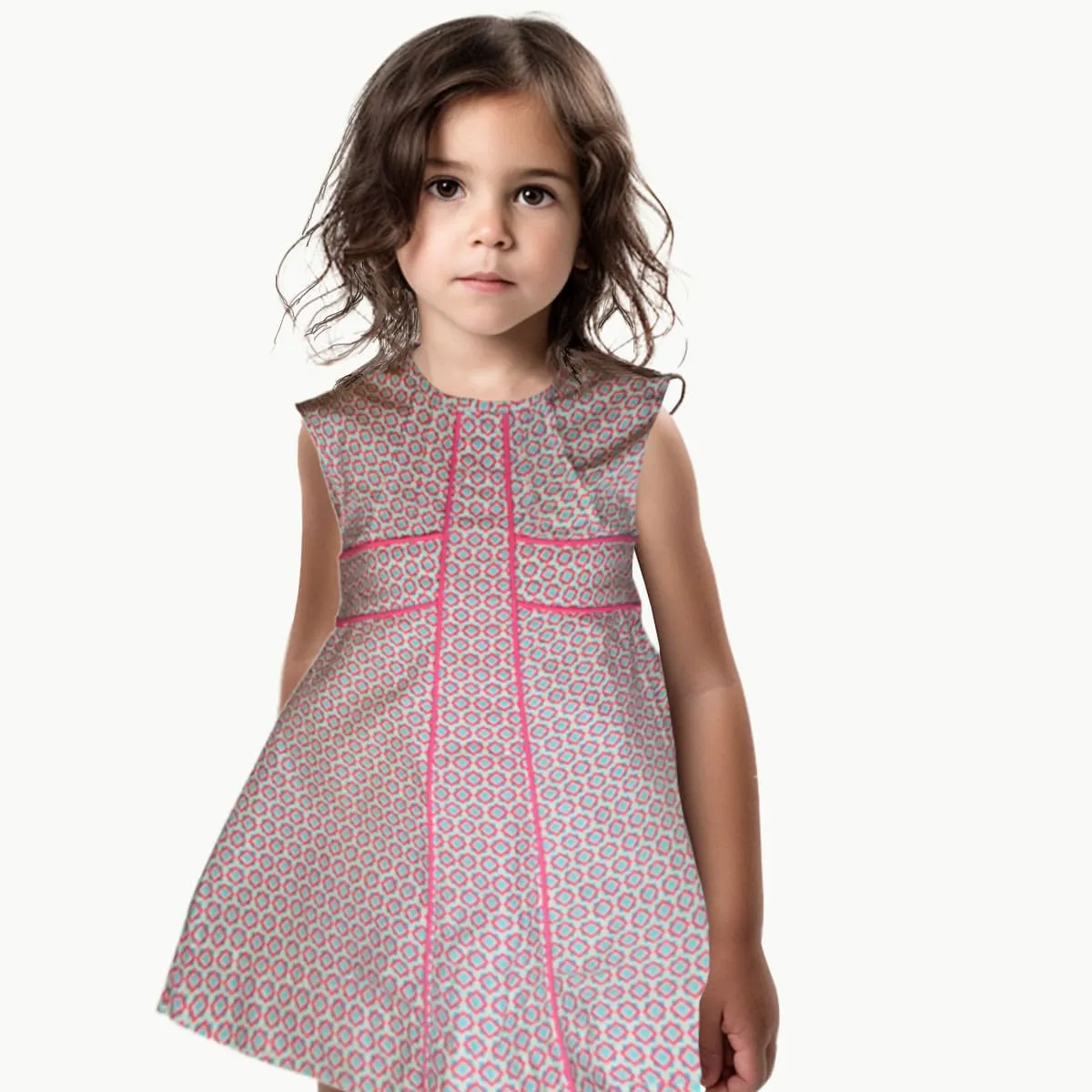 Girls Dress | Frock | Geometric Print | Age 2-6 Years