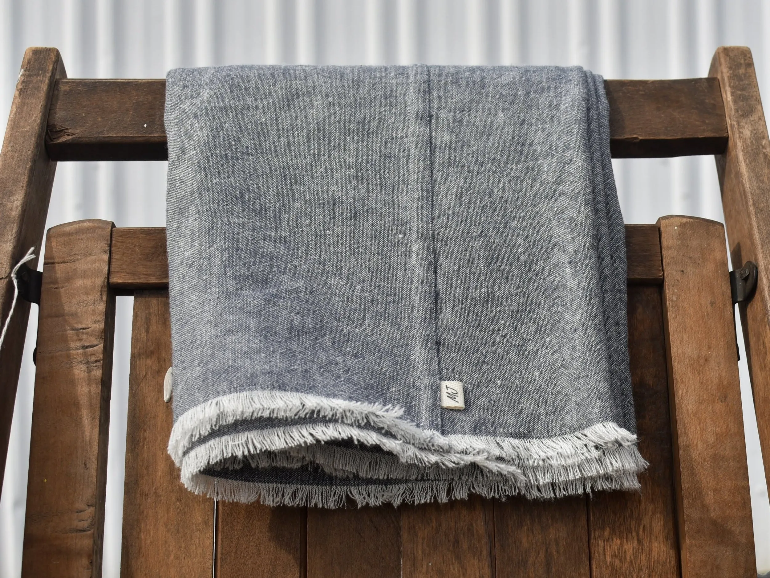 Gray Linen Infinity Scarf