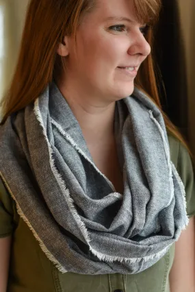 Gray Linen Infinity Scarf