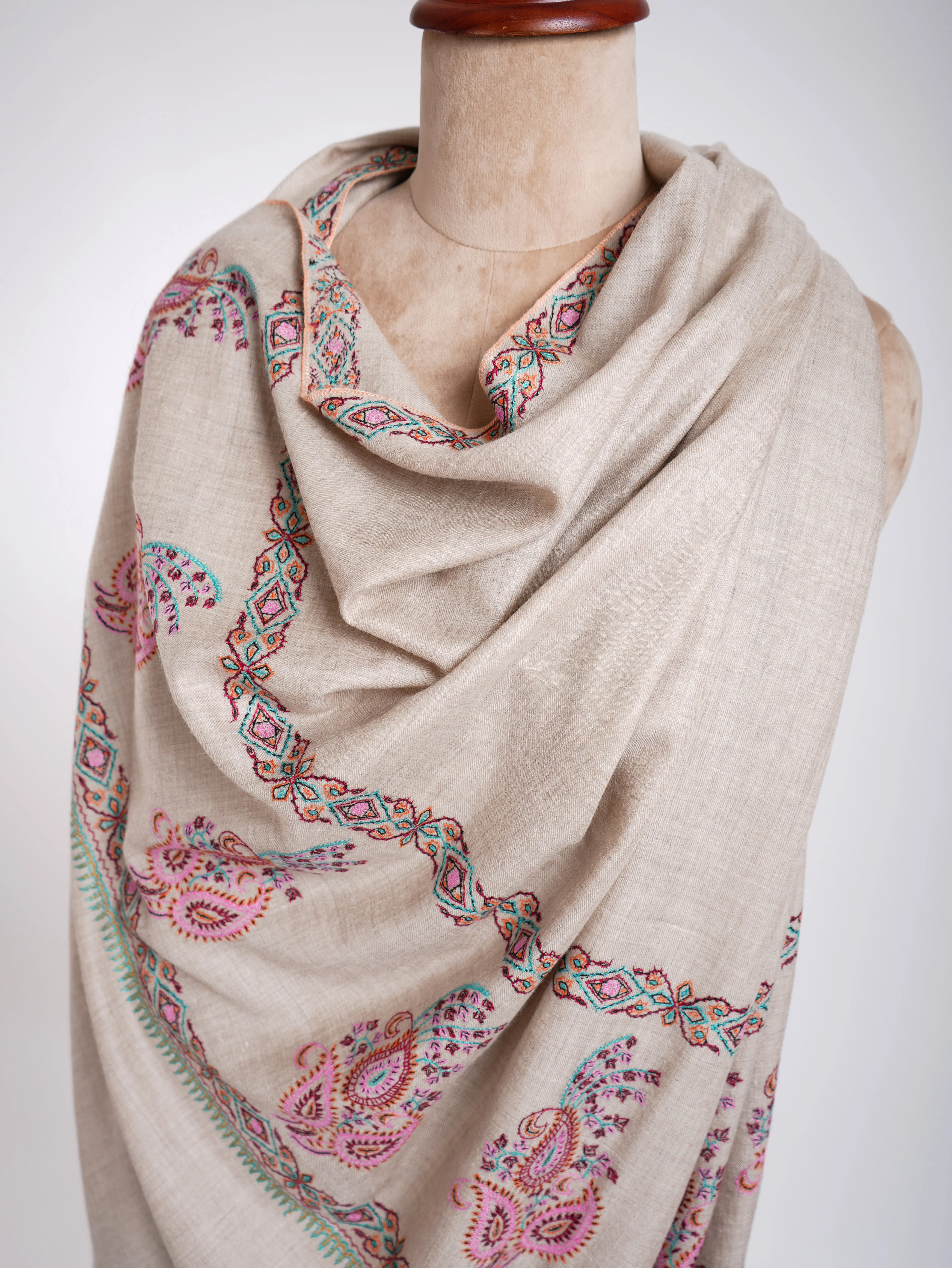 Gray with Paisley Motif Pashmina Shawl