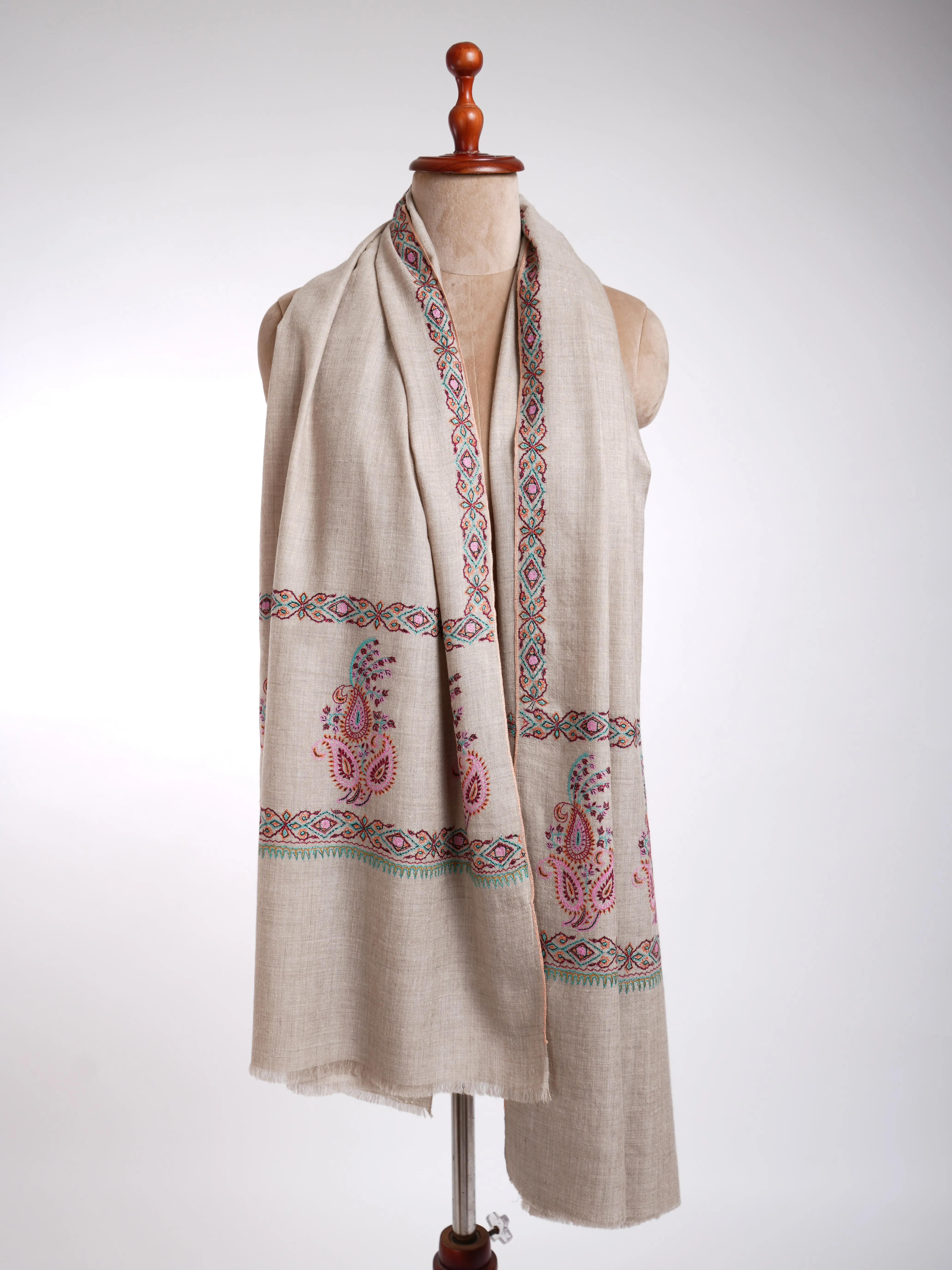 Gray with Paisley Motif Pashmina Shawl