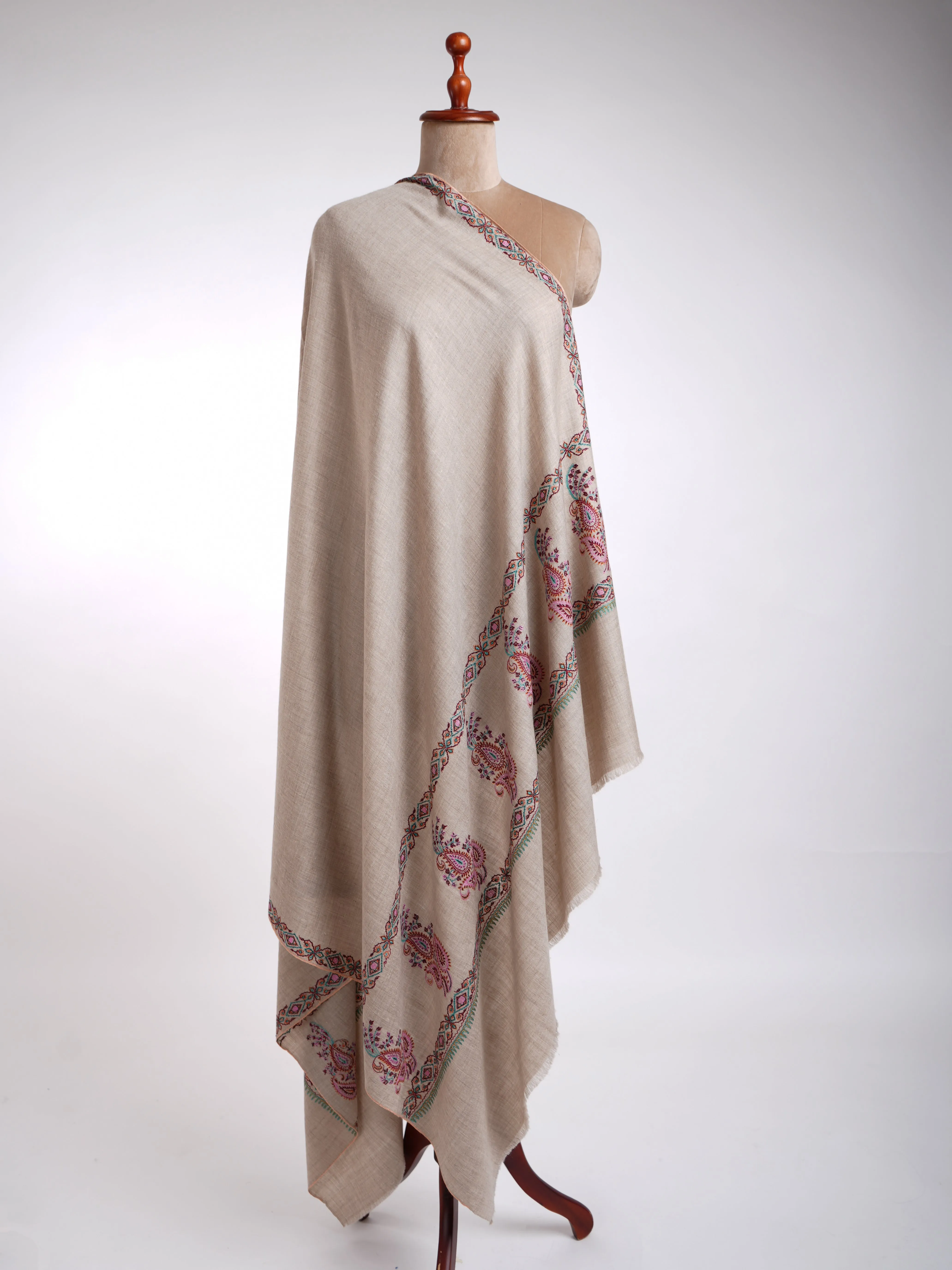 Gray with Paisley Motif Pashmina Shawl