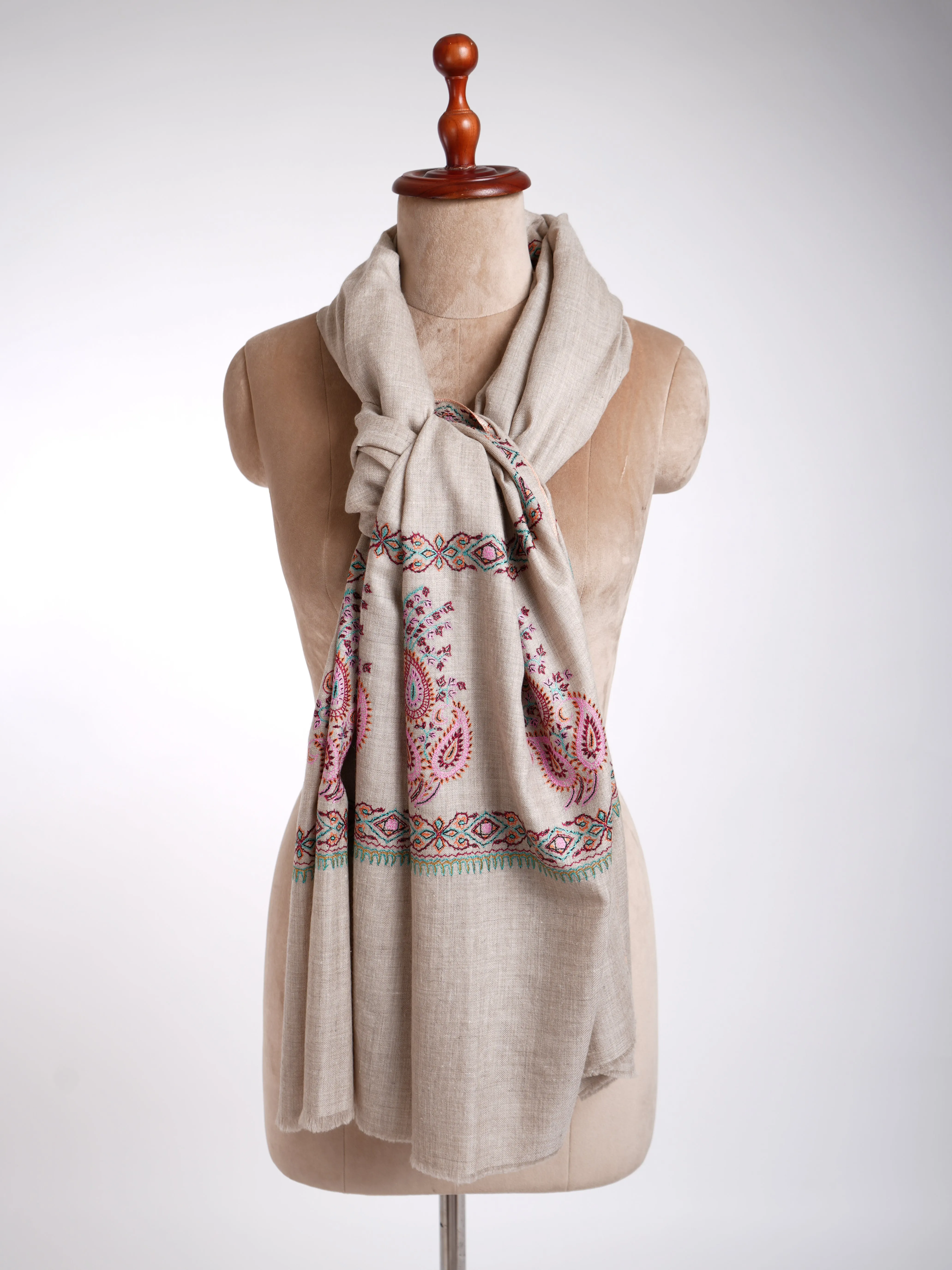 Gray with Paisley Motif Pashmina Shawl