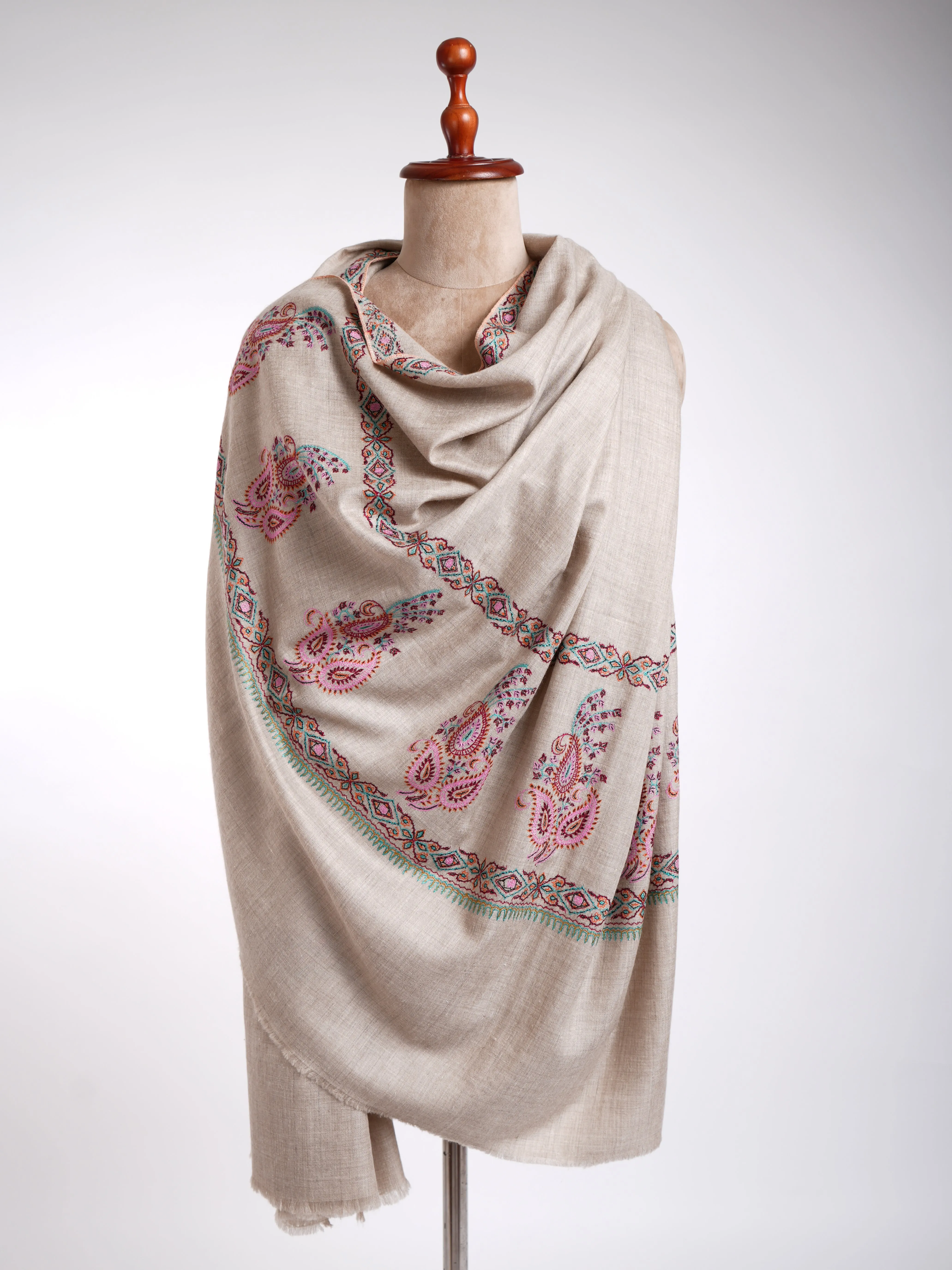 Gray with Paisley Motif Pashmina Shawl