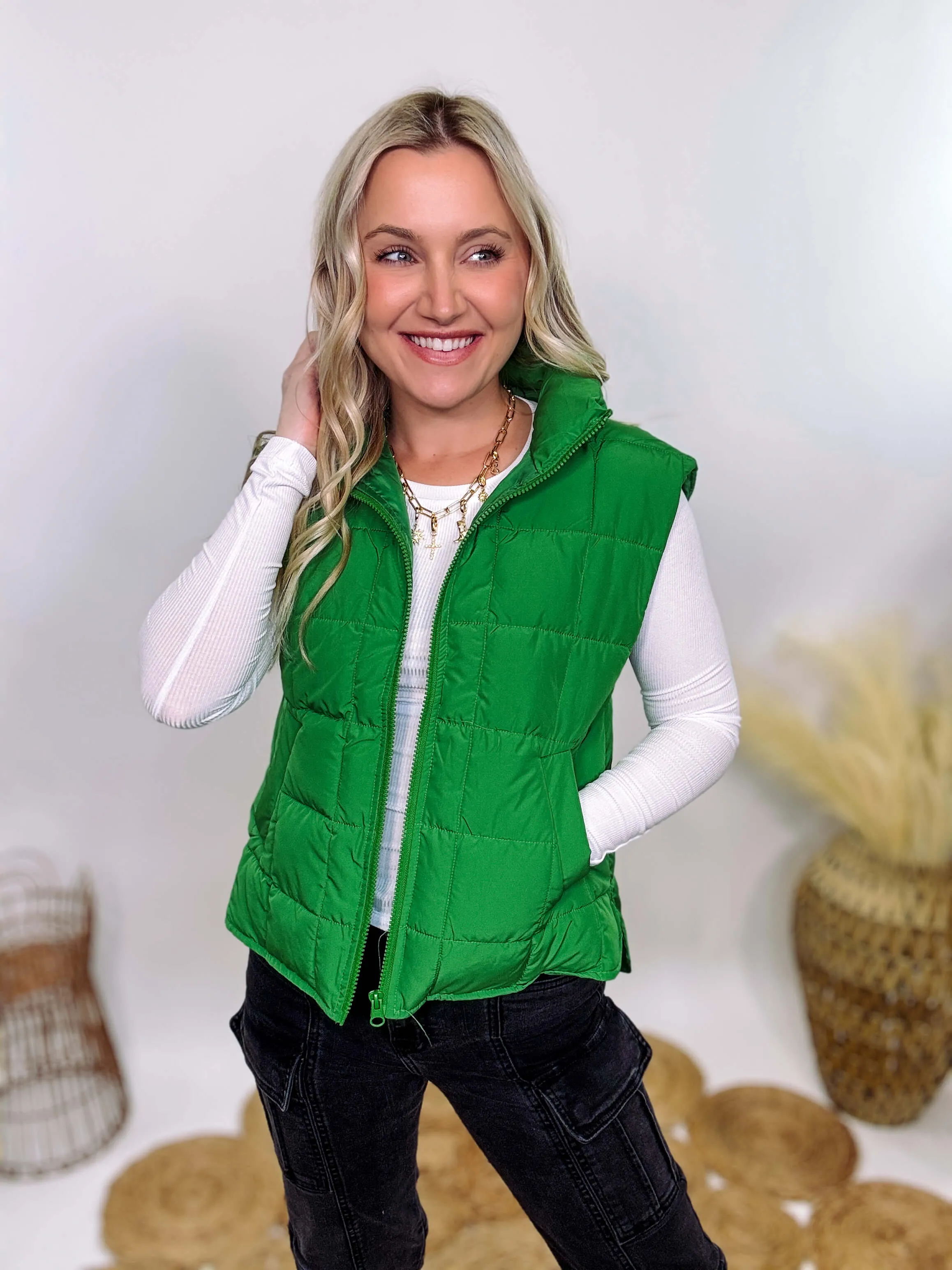 Green Padded Puffer Vest