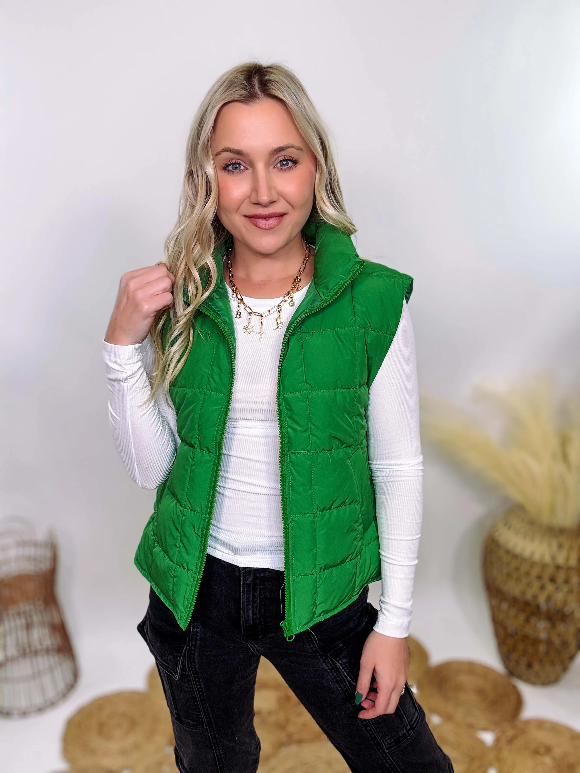 Green Padded Puffer Vest