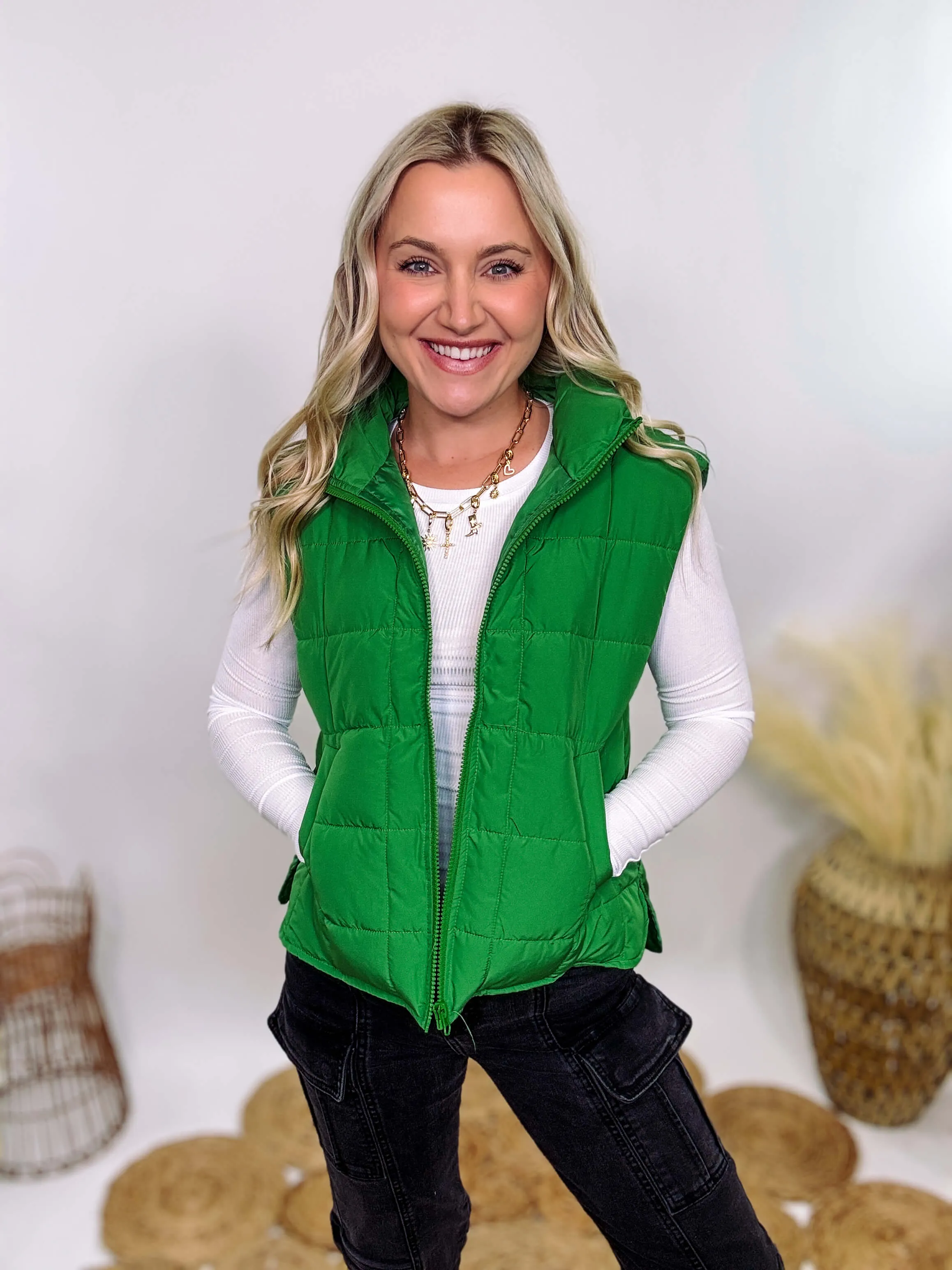 Green Padded Puffer Vest