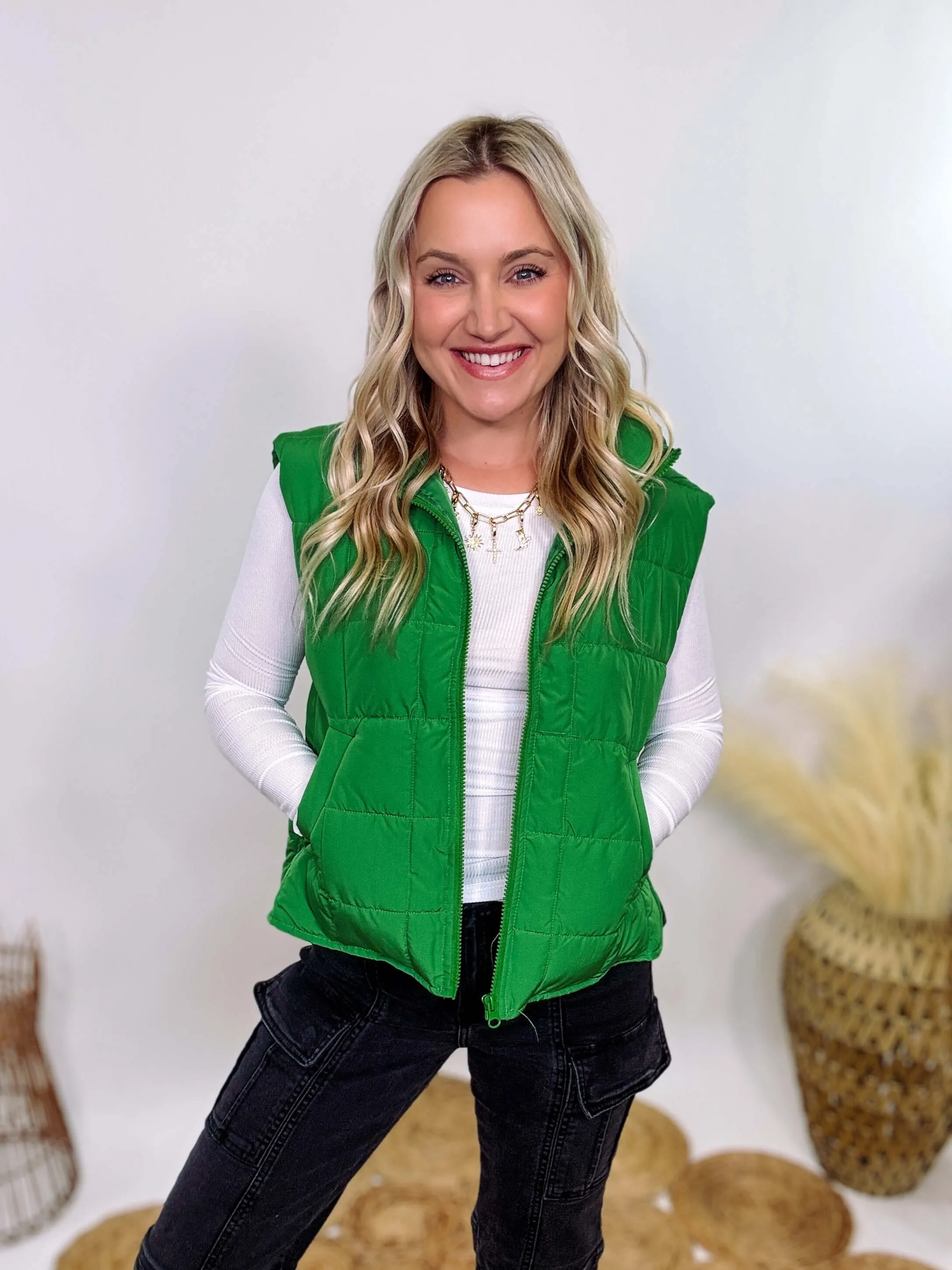 Green Padded Puffer Vest