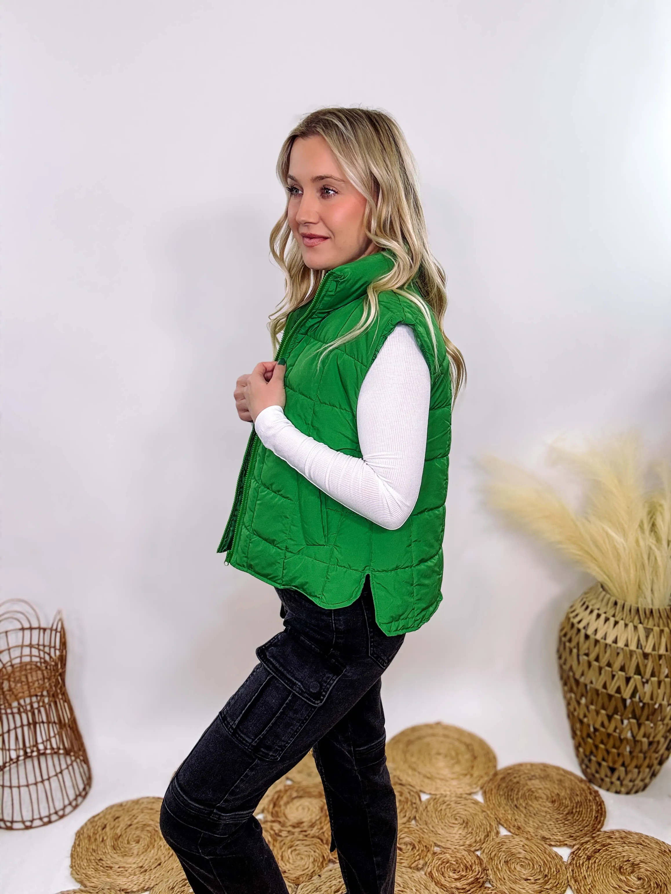 Green Padded Puffer Vest