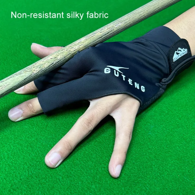 GUTENG Three Finger Thin Breathable Wear-Resistant Non-Slip Snooker Billiard Gloves, Style: Left Hand Half Finger (Printed Blue)