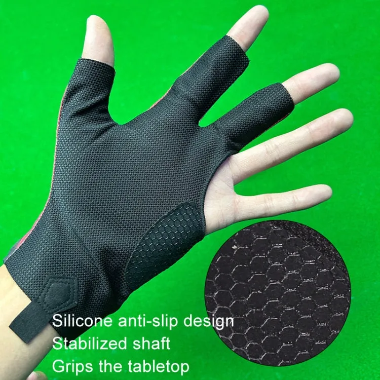 GUTENG Three Finger Thin Breathable Wear-Resistant Non-Slip Snooker Billiard Gloves, Style: Left Hand Half Finger (Printed Blue)