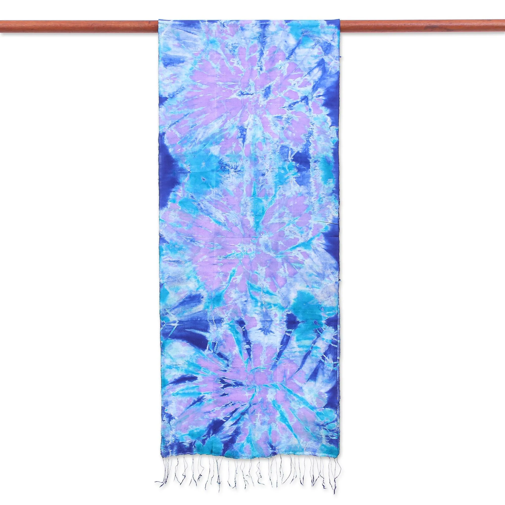 Hand Crafted Tie-Dyed Silk Scarf - Candy Sea | NOVICA