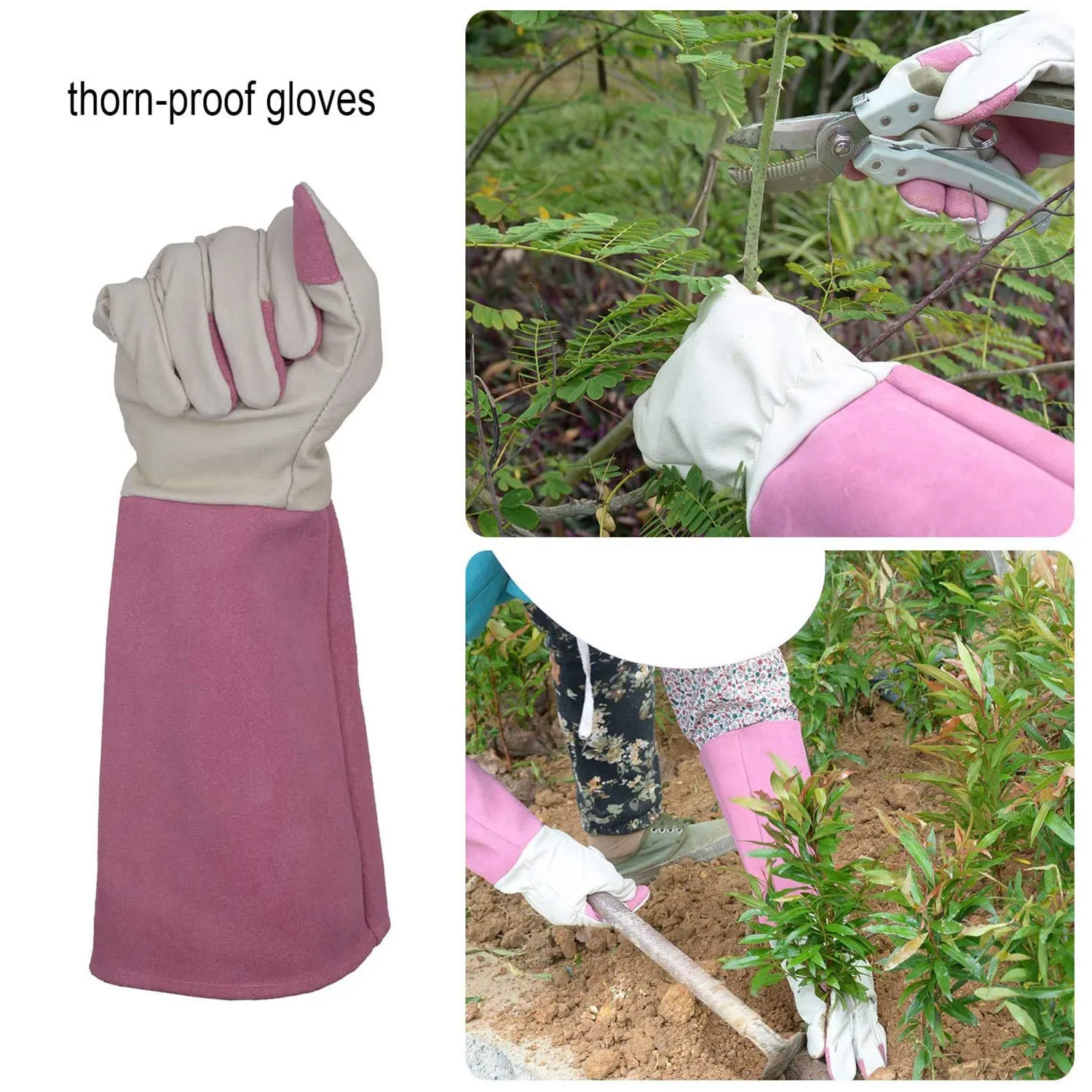 Handlandy Men Women Gardening Pruning Gloves Thorn Proof Pigskin 1601