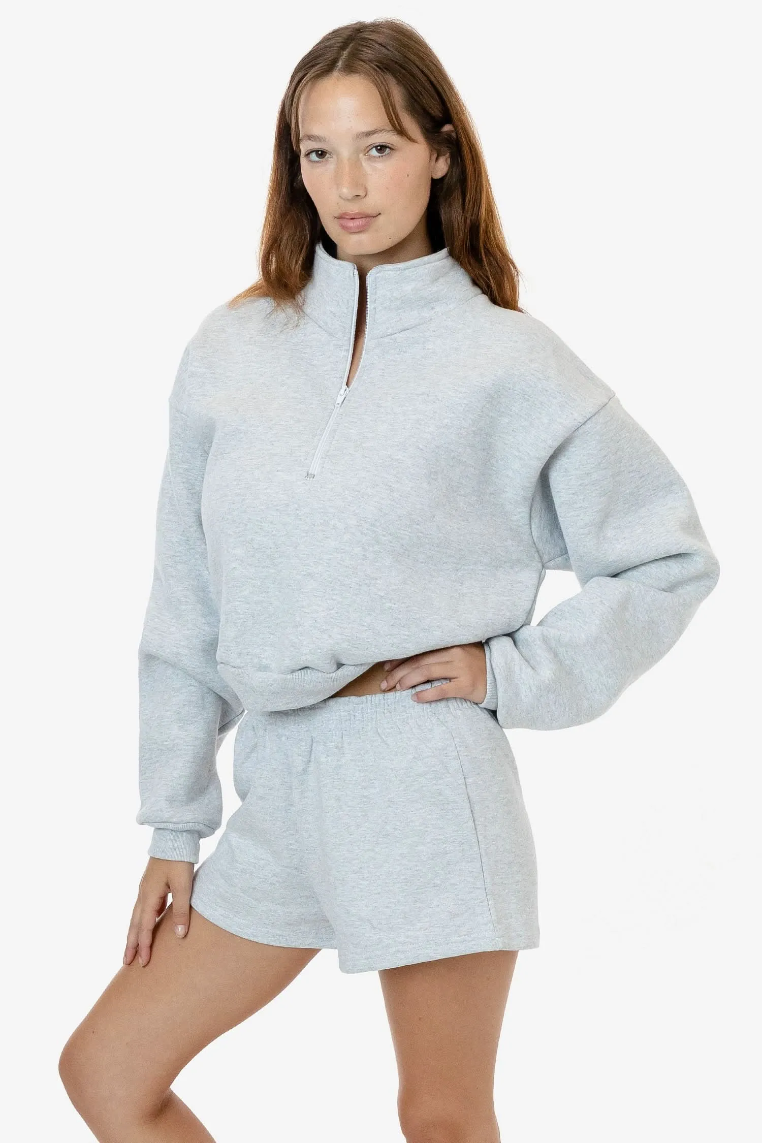 HF326 - Heavy Fleece Cropped Half Zip Pullover (Piece Dye)