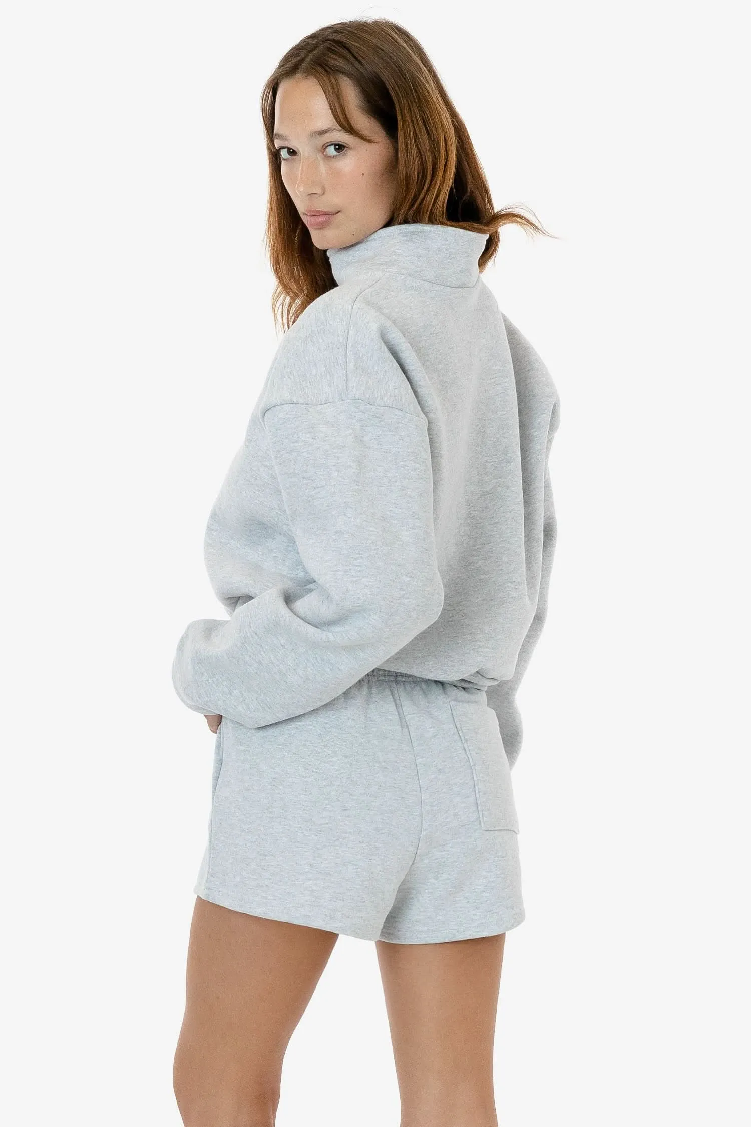 HF326 - Heavy Fleece Cropped Half Zip Pullover (Piece Dye)