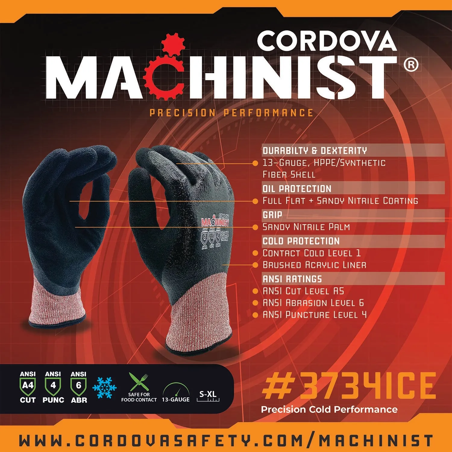 Ice Cut-Resistant Gloves, ANSI Cut Level A5, Cold Weather Protection