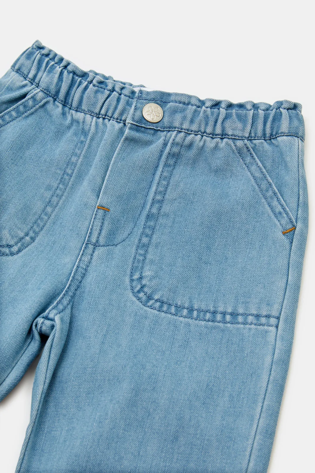 Infant Girls Blue Baggy Big Pocket Denim Jogger