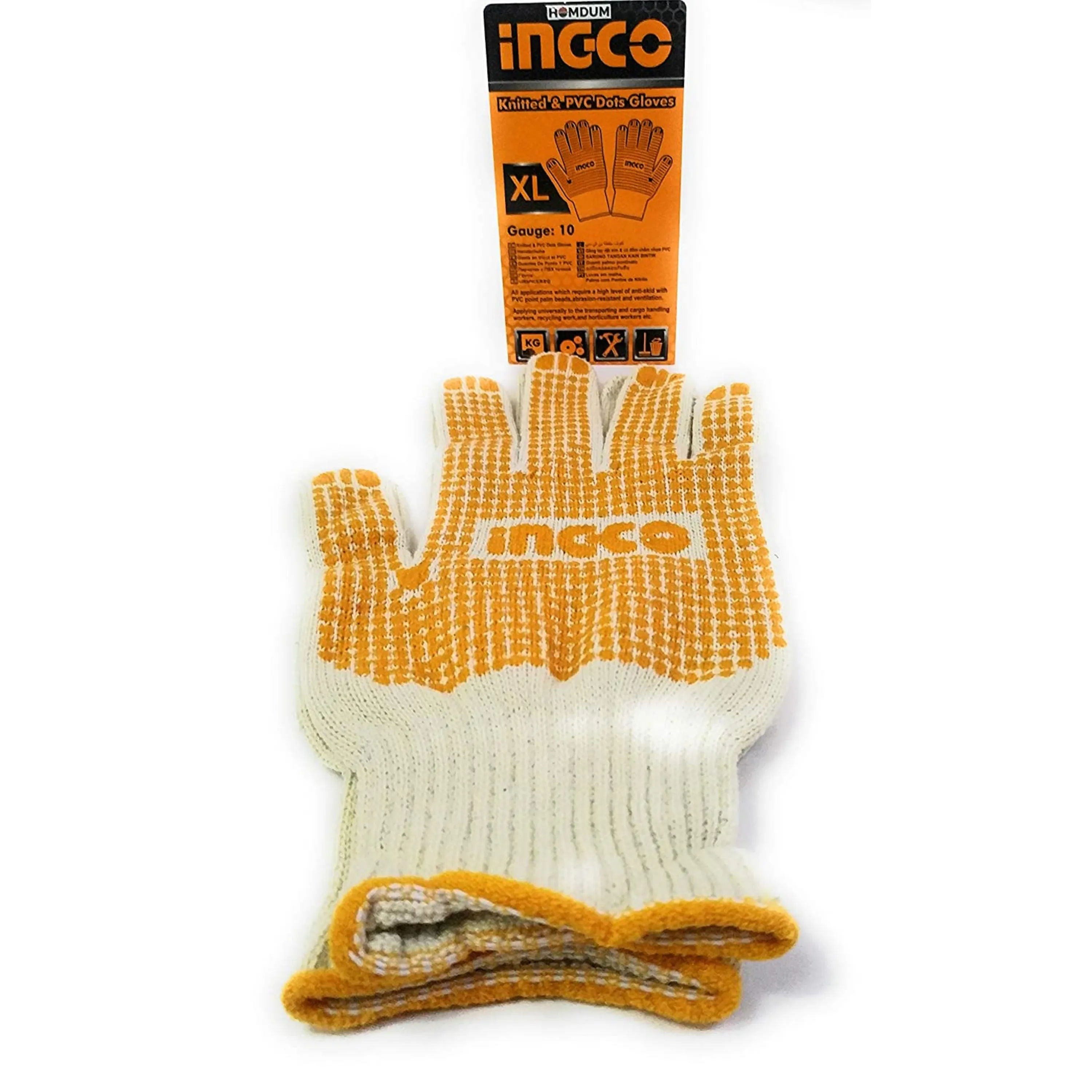 Ingco PVC Dotted Gloves – Hand Cotton Knitted Gloves – Super Grip Gloves - Anti-Slip – Multi-Purpose Gloves- Set of 5 Pairs.