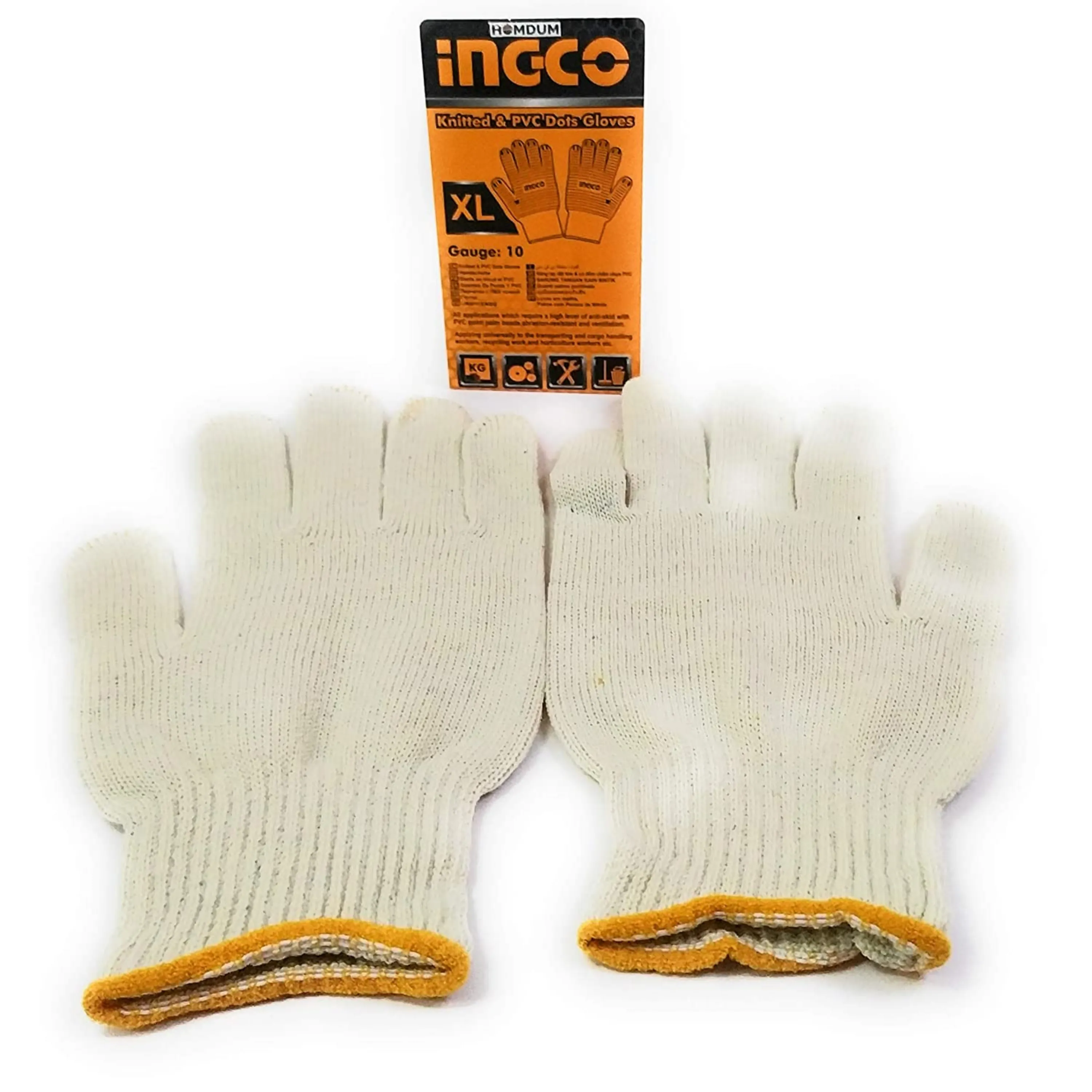 Ingco PVC Dotted Gloves – Hand Cotton Knitted Gloves – Super Grip Gloves - Anti-Slip – Multi-Purpose Gloves- Set of 5 Pairs.