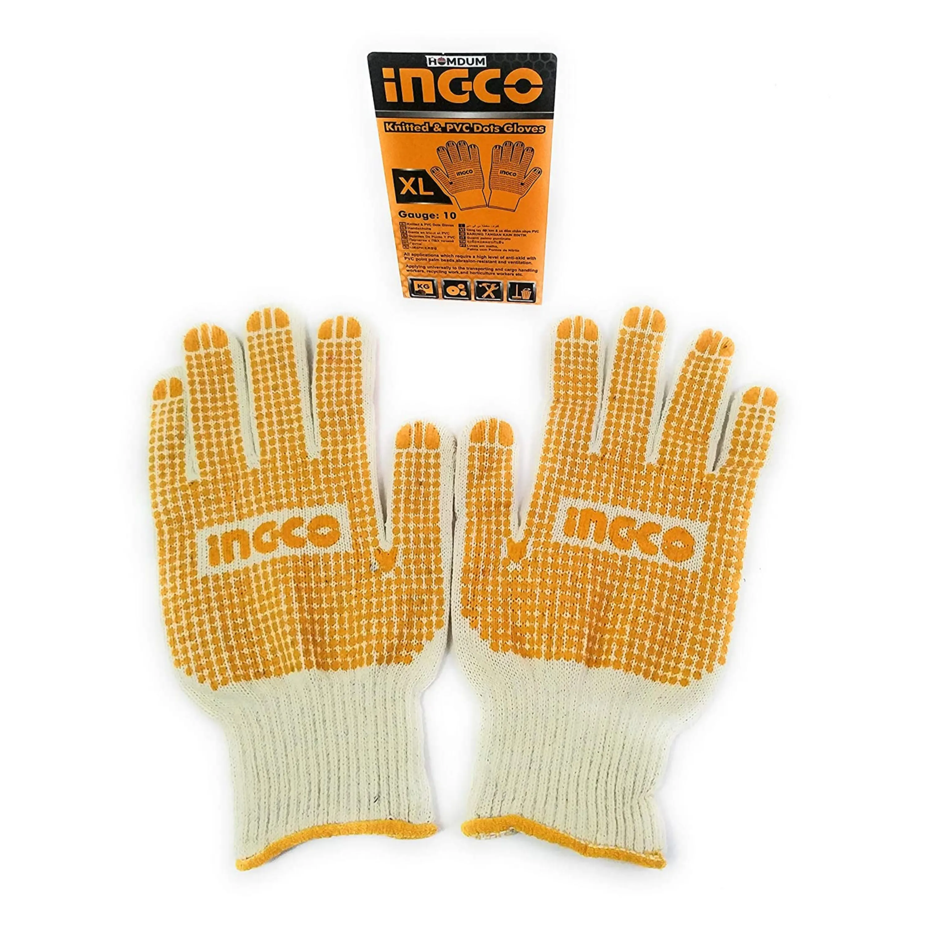 Ingco PVC Dotted Gloves – Hand Cotton Knitted Gloves – Super Grip Gloves - Anti-Slip – Multi-Purpose Gloves- Set of 5 Pairs.