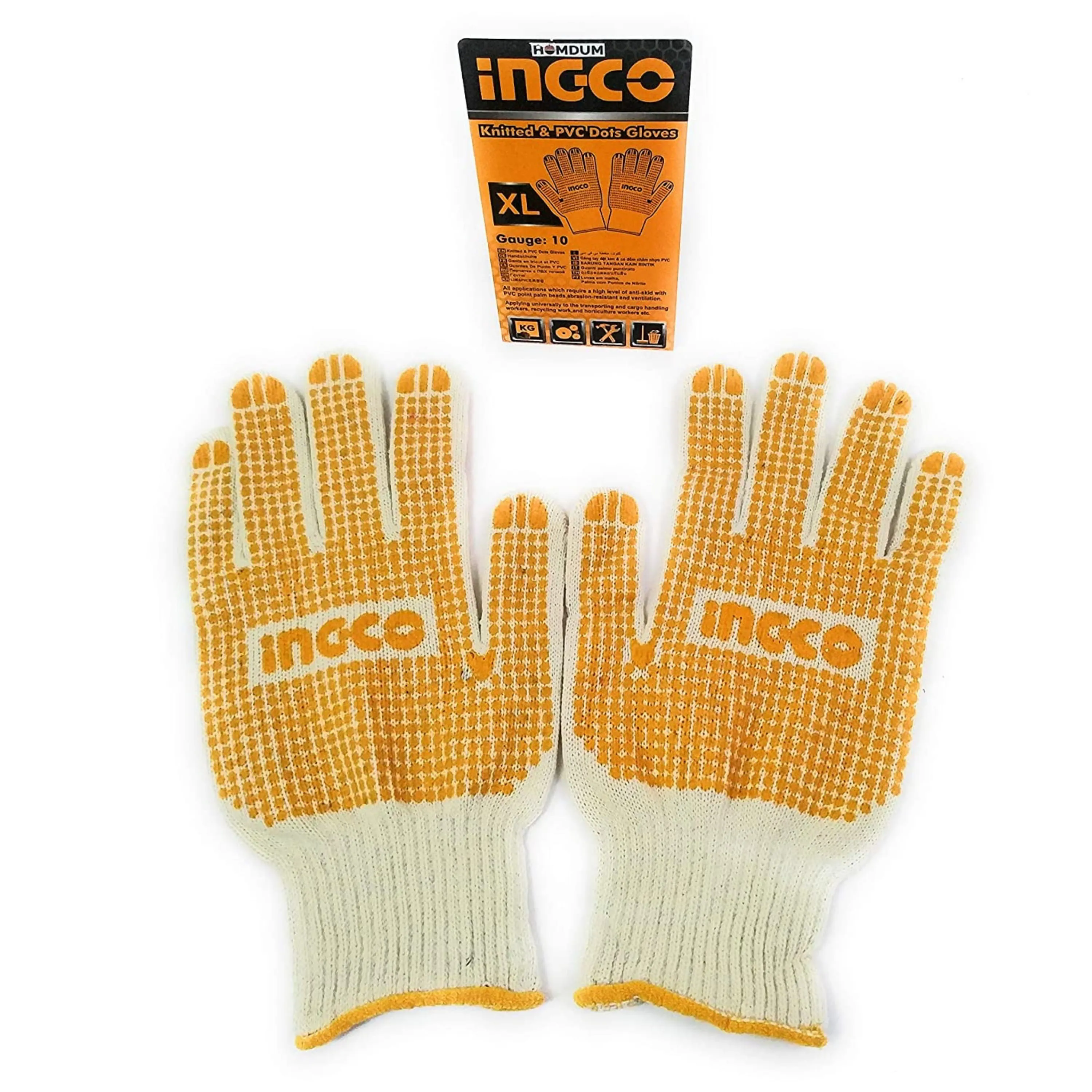 Ingco PVC Dotted Gloves – Hand Cotton Knitted Gloves – Super Grip Gloves - Anti-Slip – Multi-Purpose Gloves- Set of 5 Pairs.