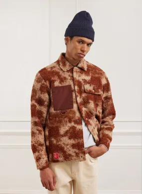 Jacquard Teddy Fleece Overshirt | Wool | Rust