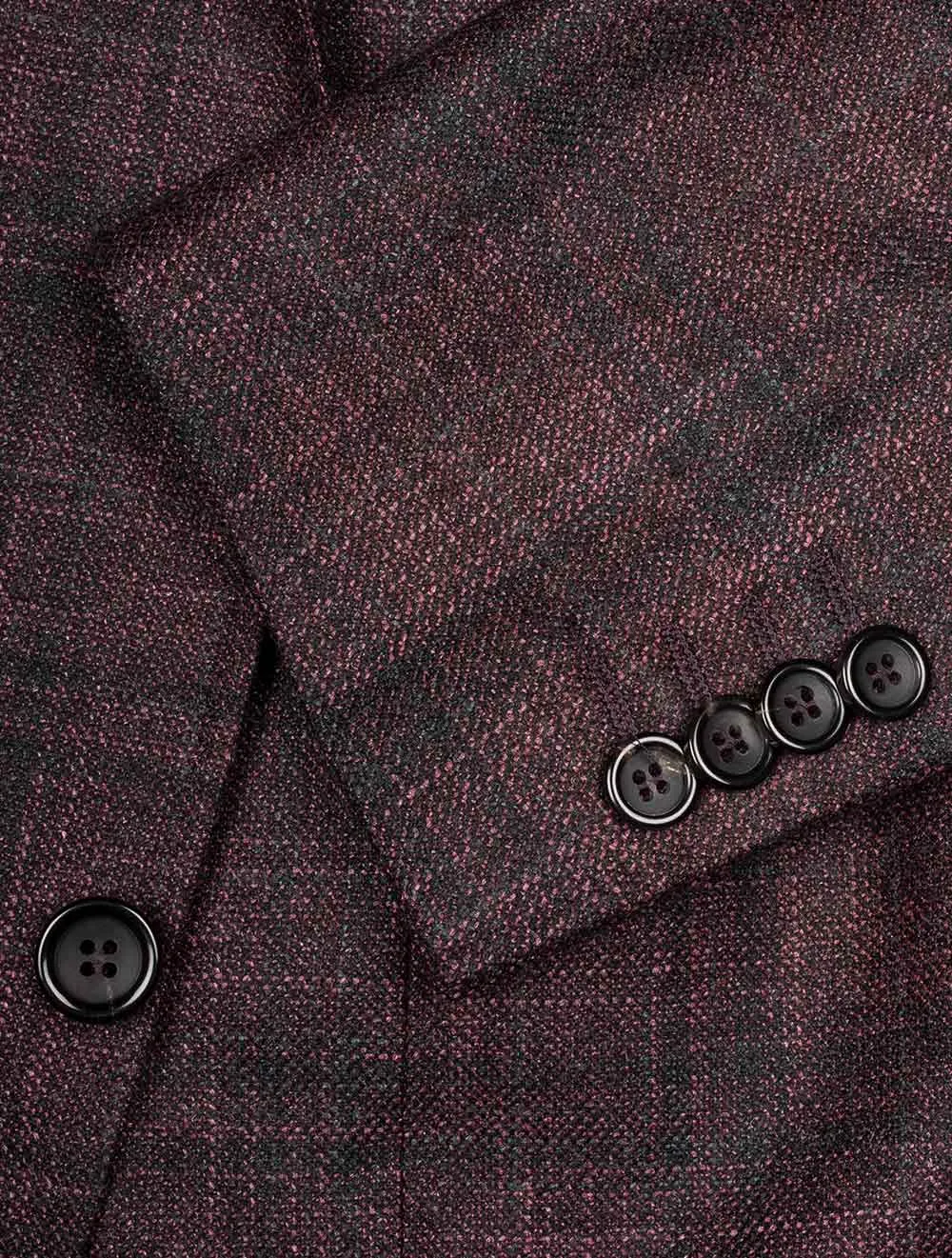 Kei Unlined Check Jacket Burgundy