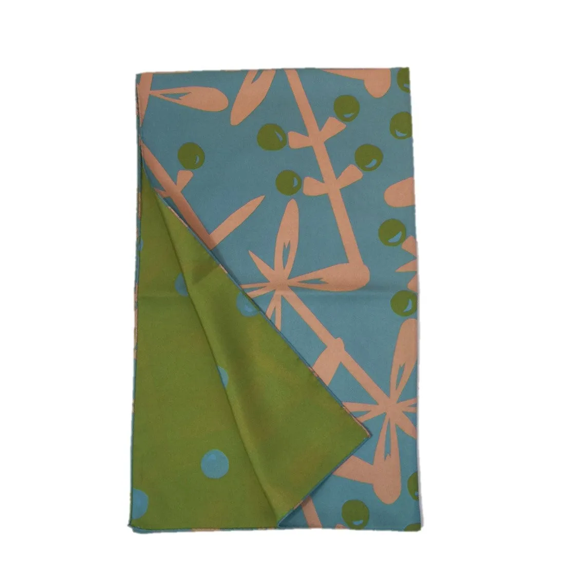 Kibiso Scarf: "Berries&Branches" (Turquoise&Green)