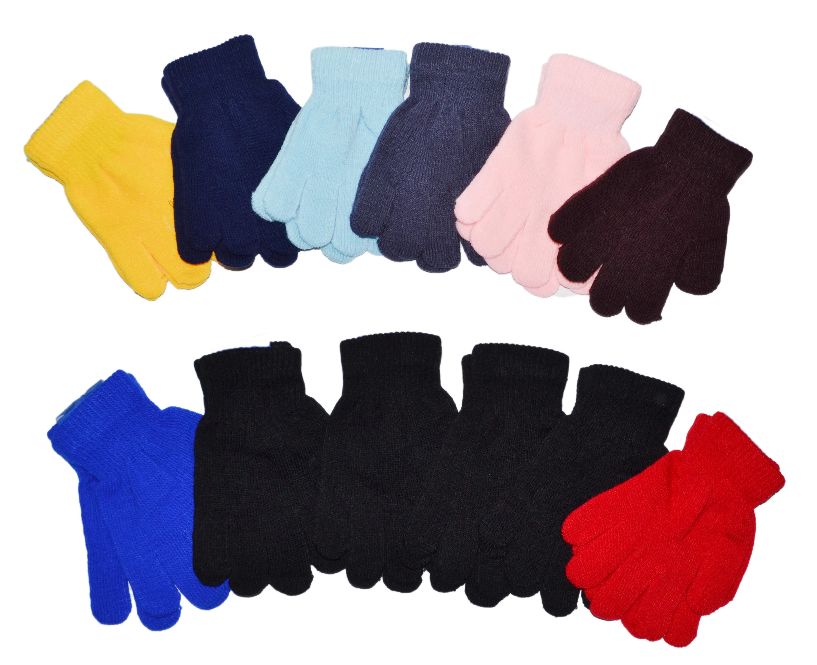 Kids Children 5-16 Years Old Boys Girls Knit Magic Solid Plain Gloves GA0808-1