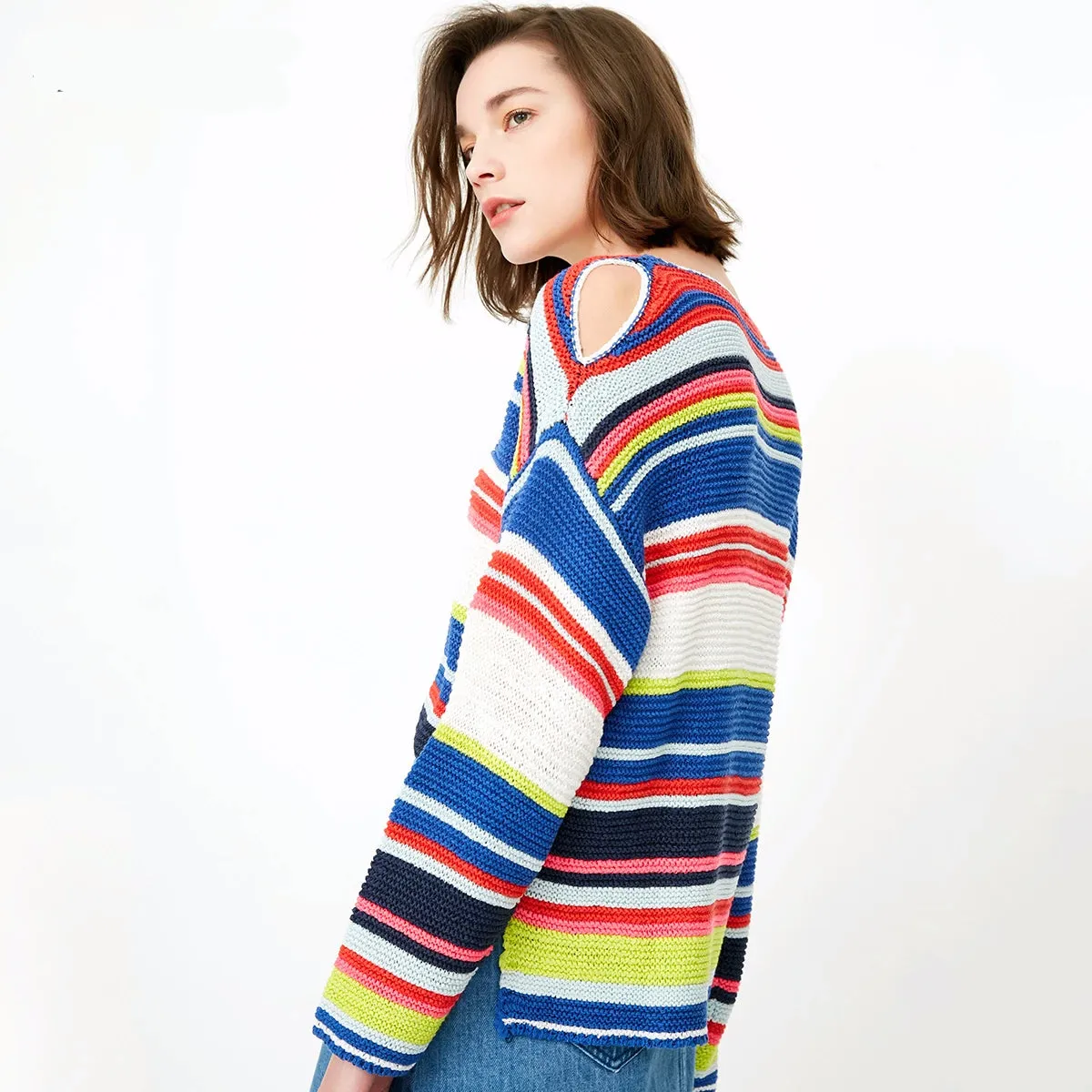 Loose Fit Colored Stripes Knit